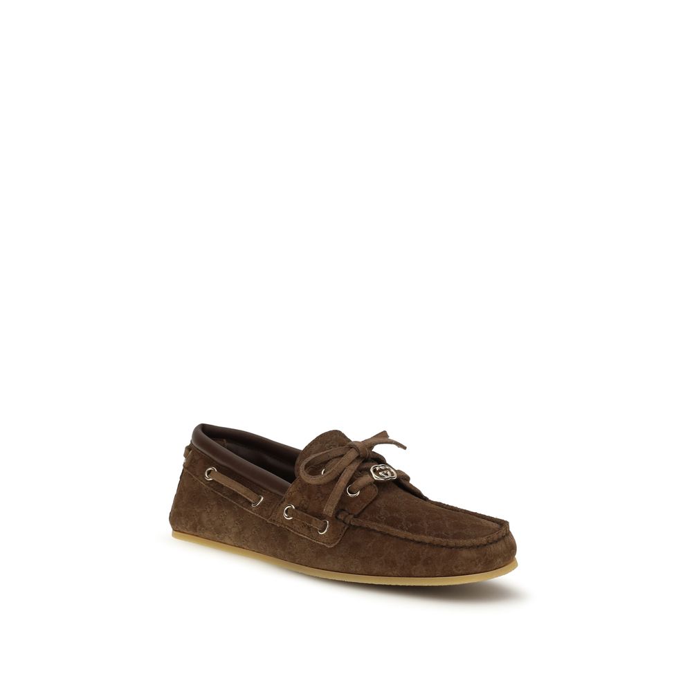 Brown Leather Slip-On Loafers with Suede Detail