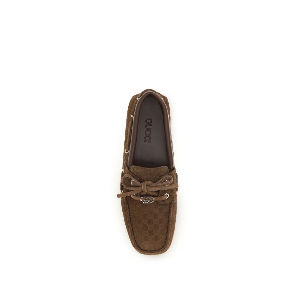 Braune Slip-On Loafer aus Leder mit Veloursleder-Details