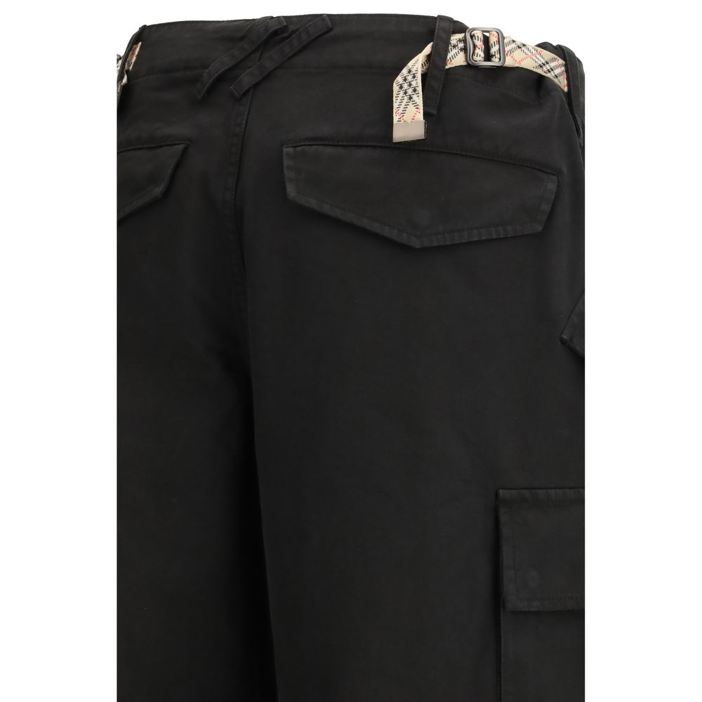 Black Cotton Cargo Pants with Adjustable Waist Tabs