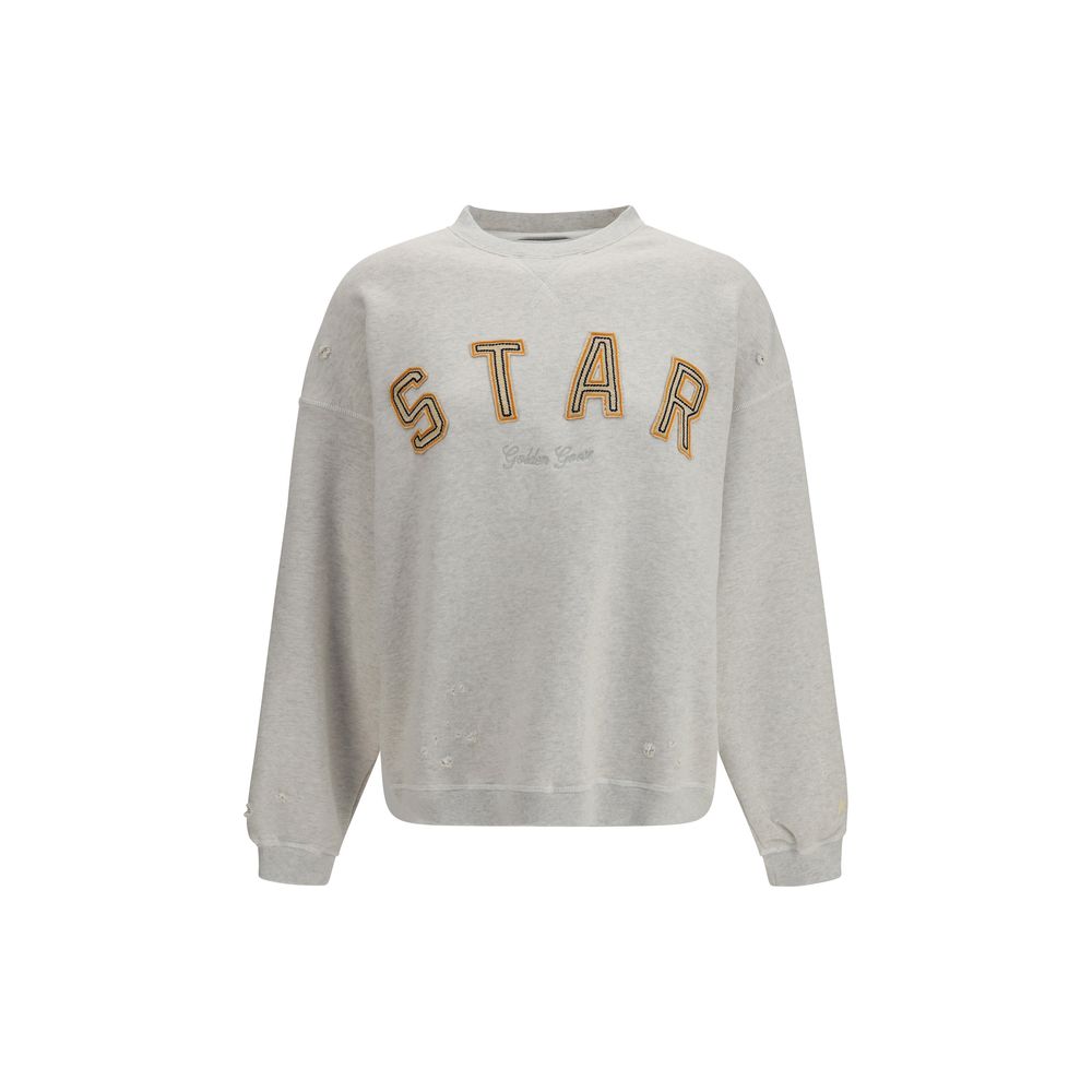 Gray Cotton Crewneck Sweatshirt with Logo