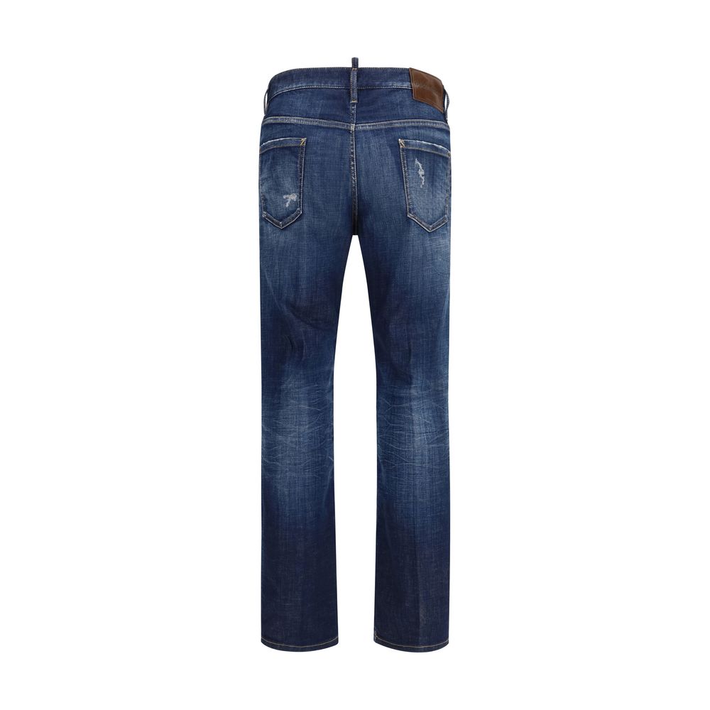 Blaue Baumwoll-Jeans mit Rissen