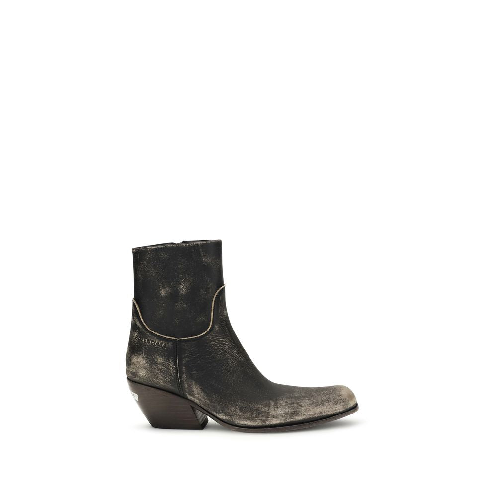 Schwarze Memphis-Stiefeletten aus Leder mit konischem Absatz
