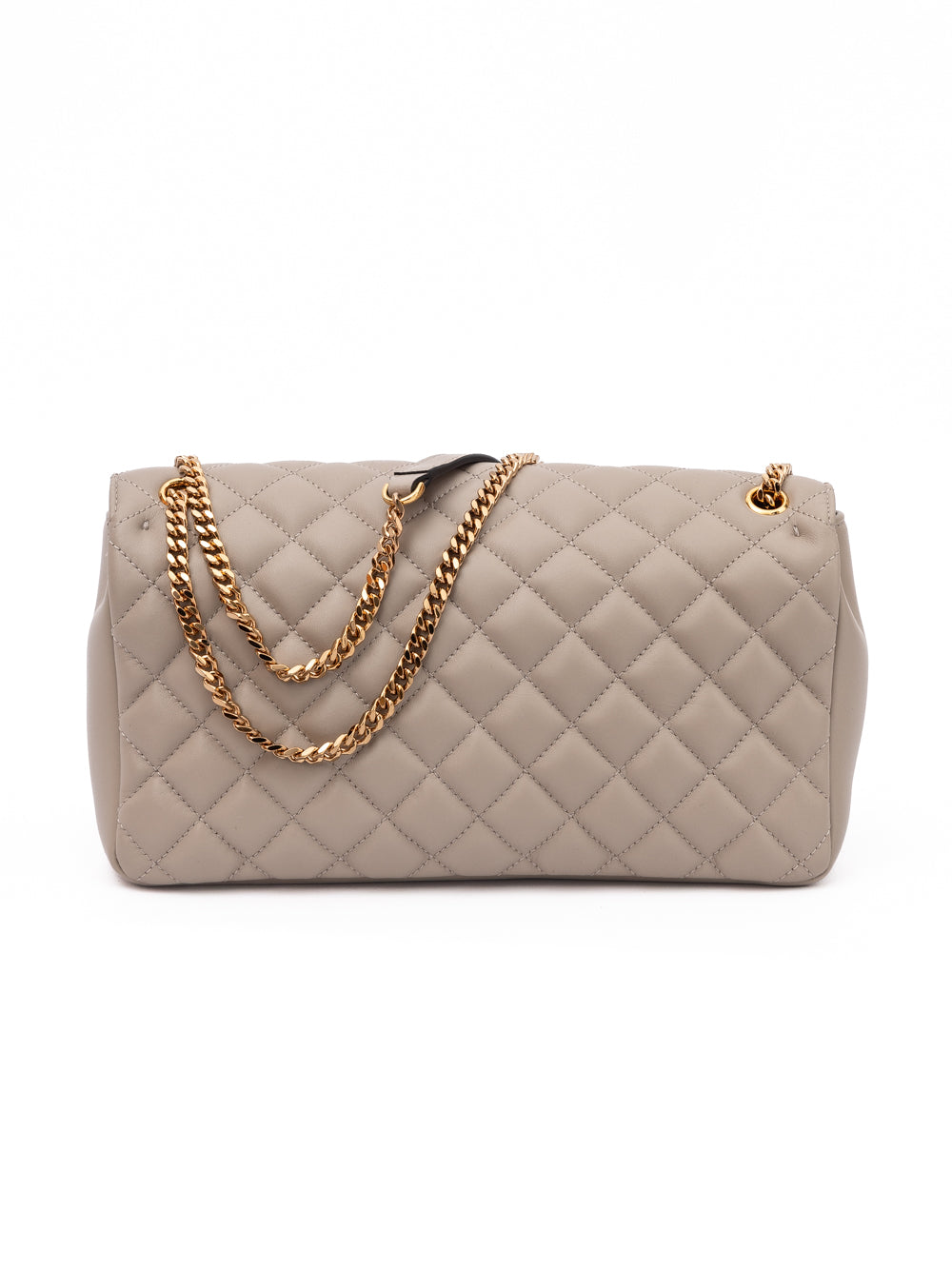 Taupe Leather Shoulder Bag with Quilted Design by Versace