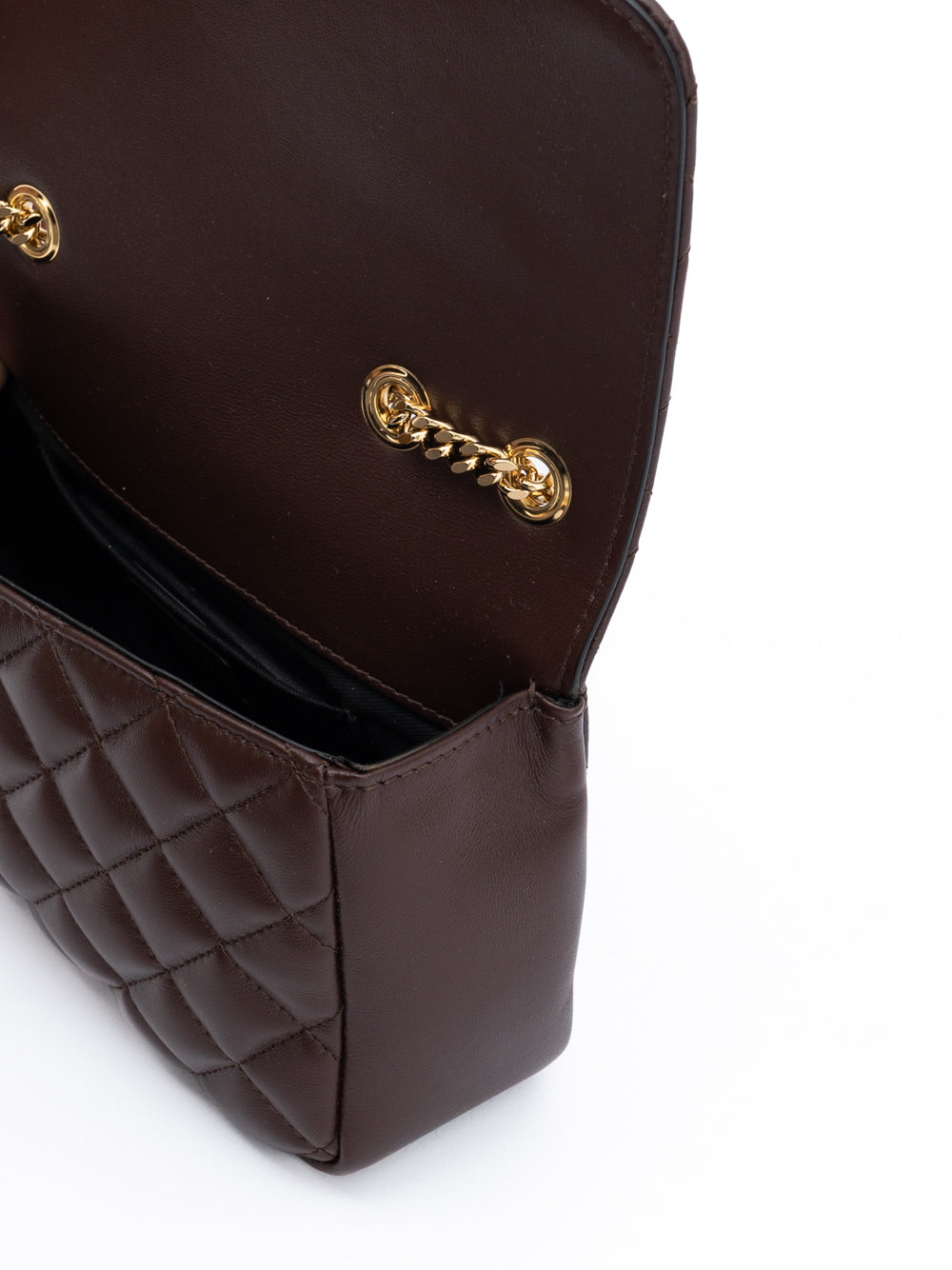Brown Leather Shoulder Bag with Chain Strap by Versace