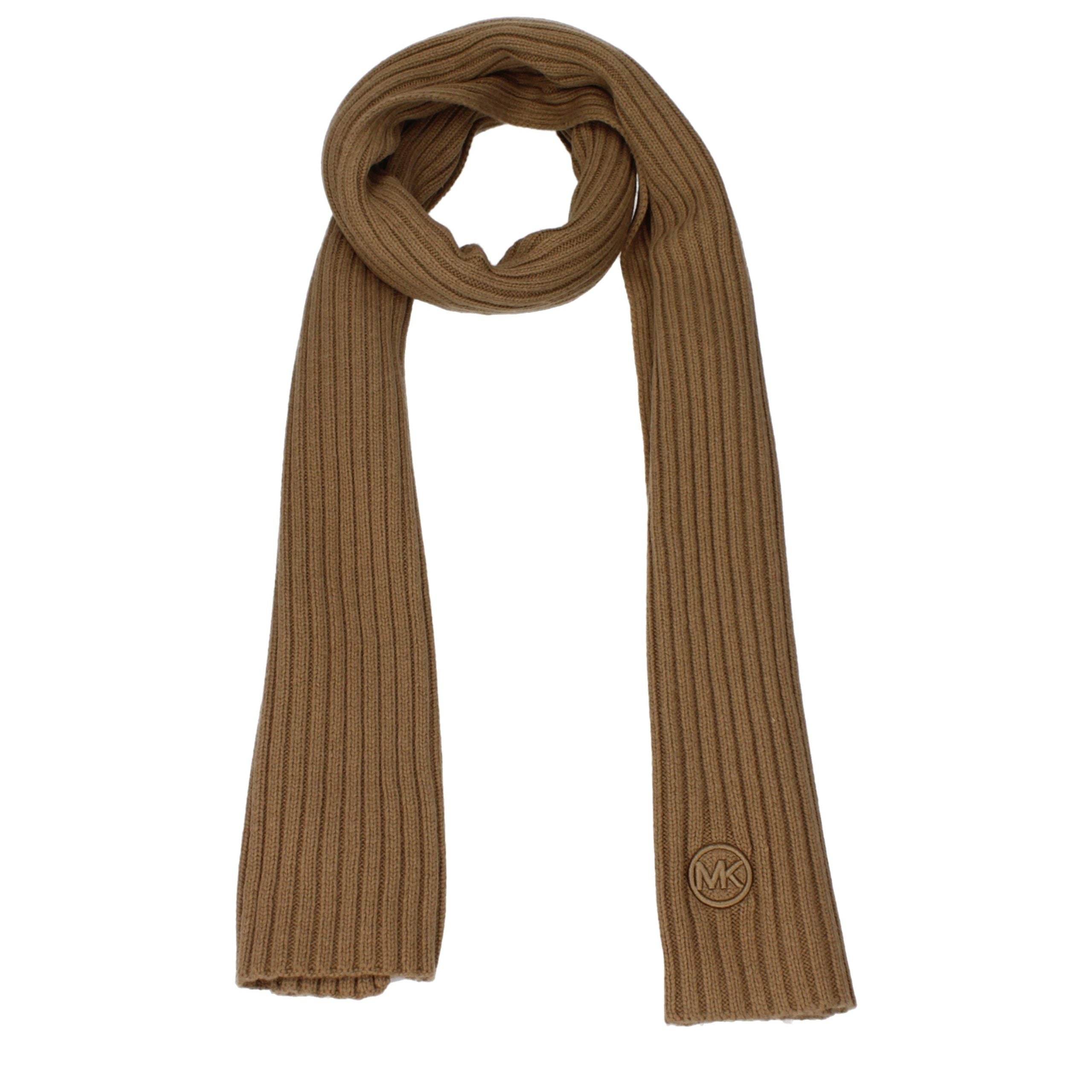 Brown Synthetic Scarf with Front Logo by Michael Kors