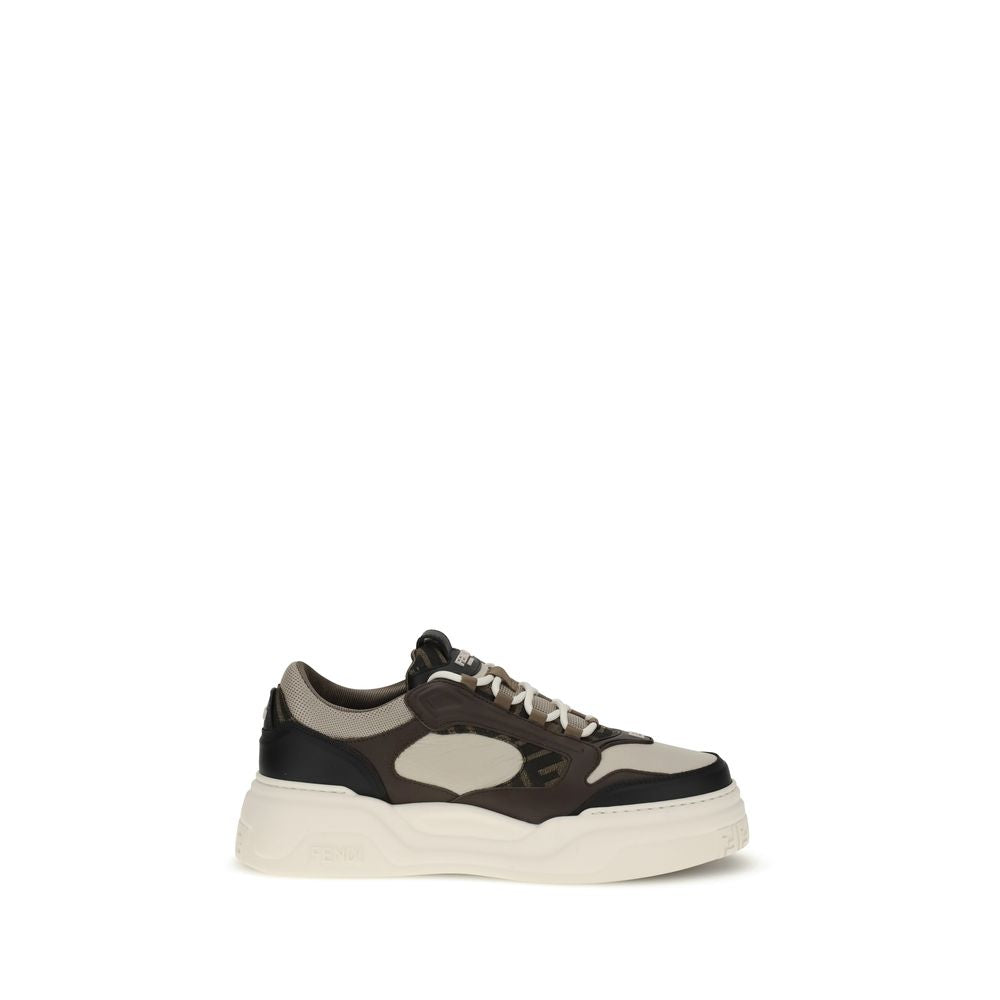 Schwarze klobige Leder-Sneakers von Fendi