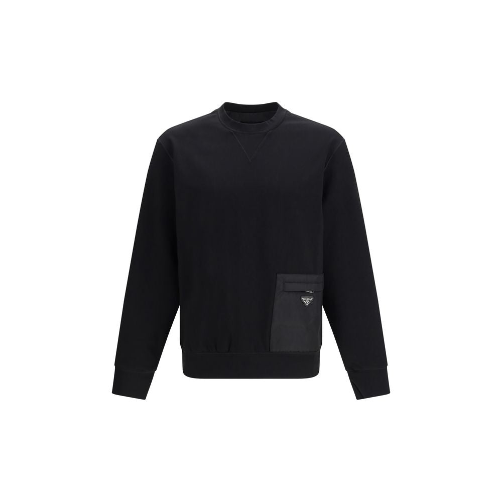 Schwarzes Sweatshirt aus Synthetik mit Reißverschlusstasche
