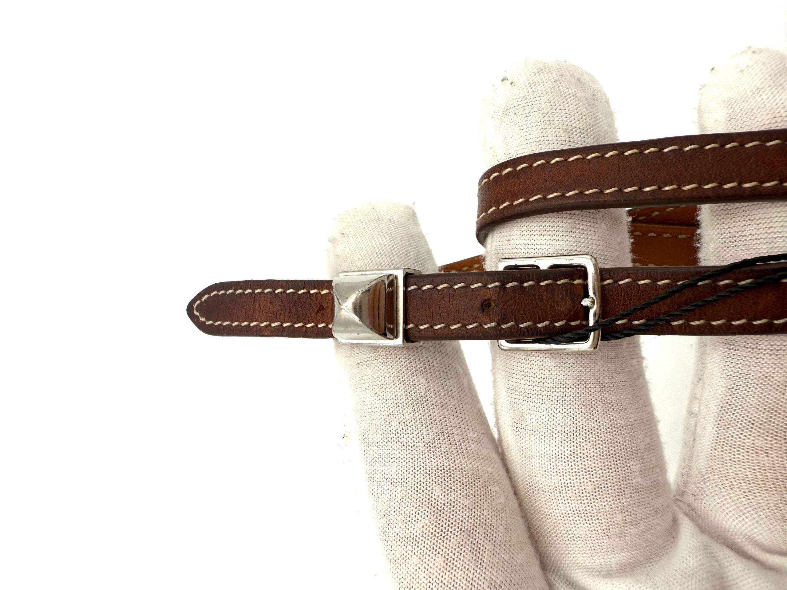 Hermès Silver Médor Leather Bracelet