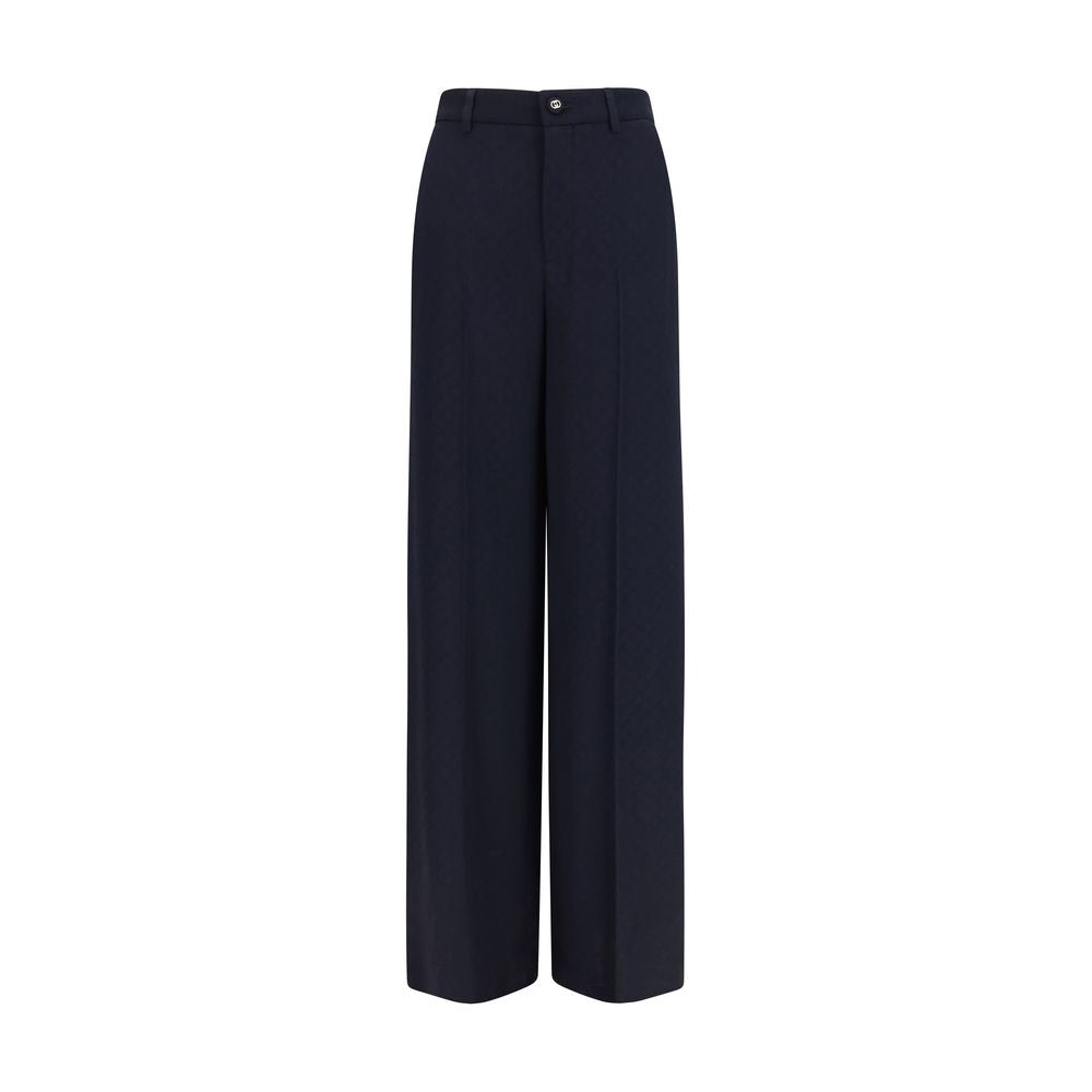 Blaue Freizeithose aus Synthetik mit Rauten-Jacquardmuster