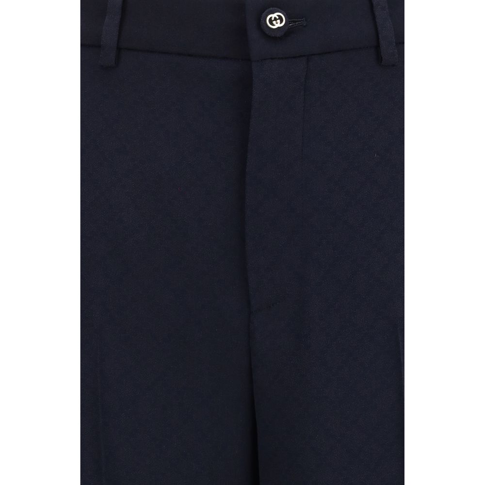 Pantalon Décontracté en Viscose Bleu Gucci