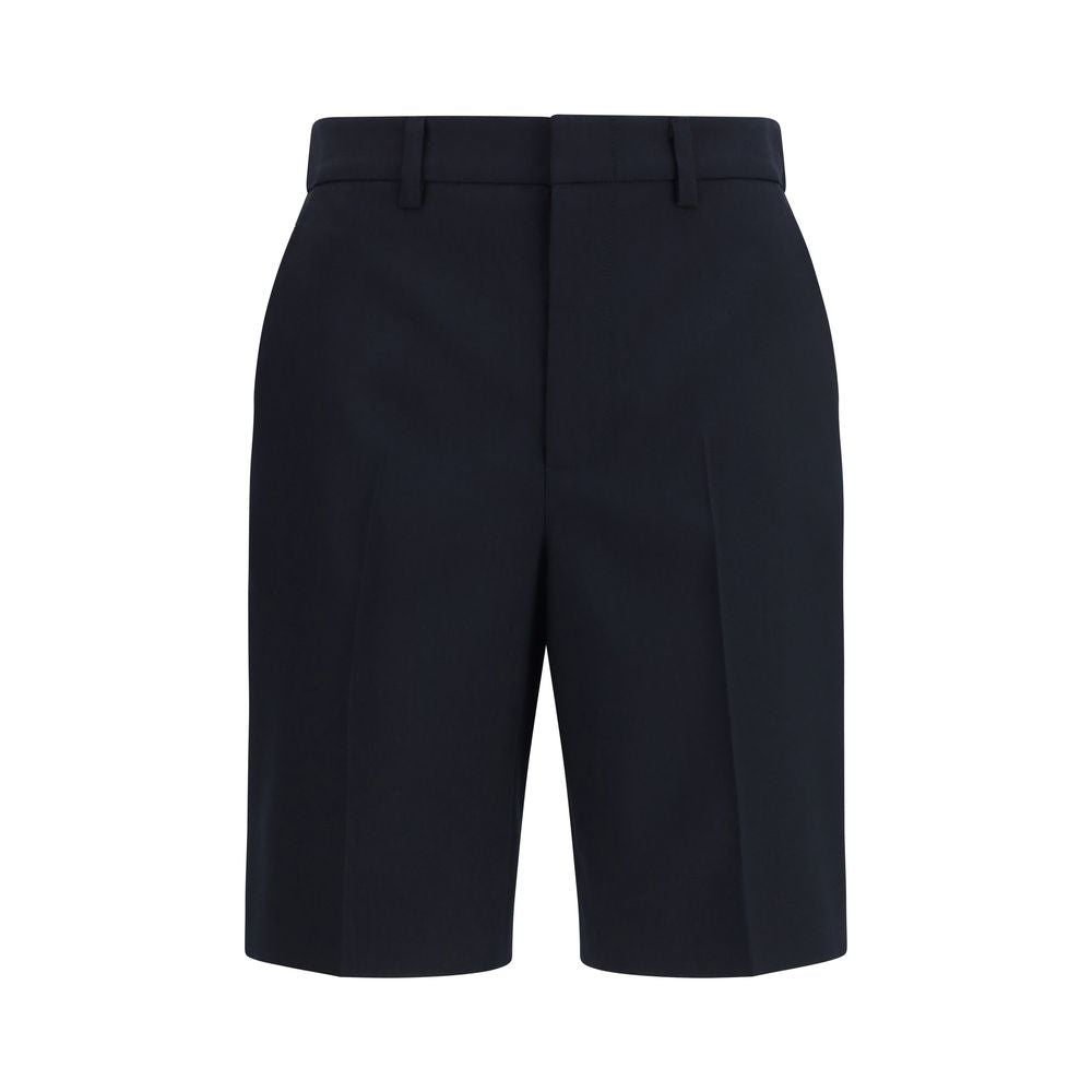 Schwarze Baumwoll-Bermudashorts mit Gucci-Stickerei