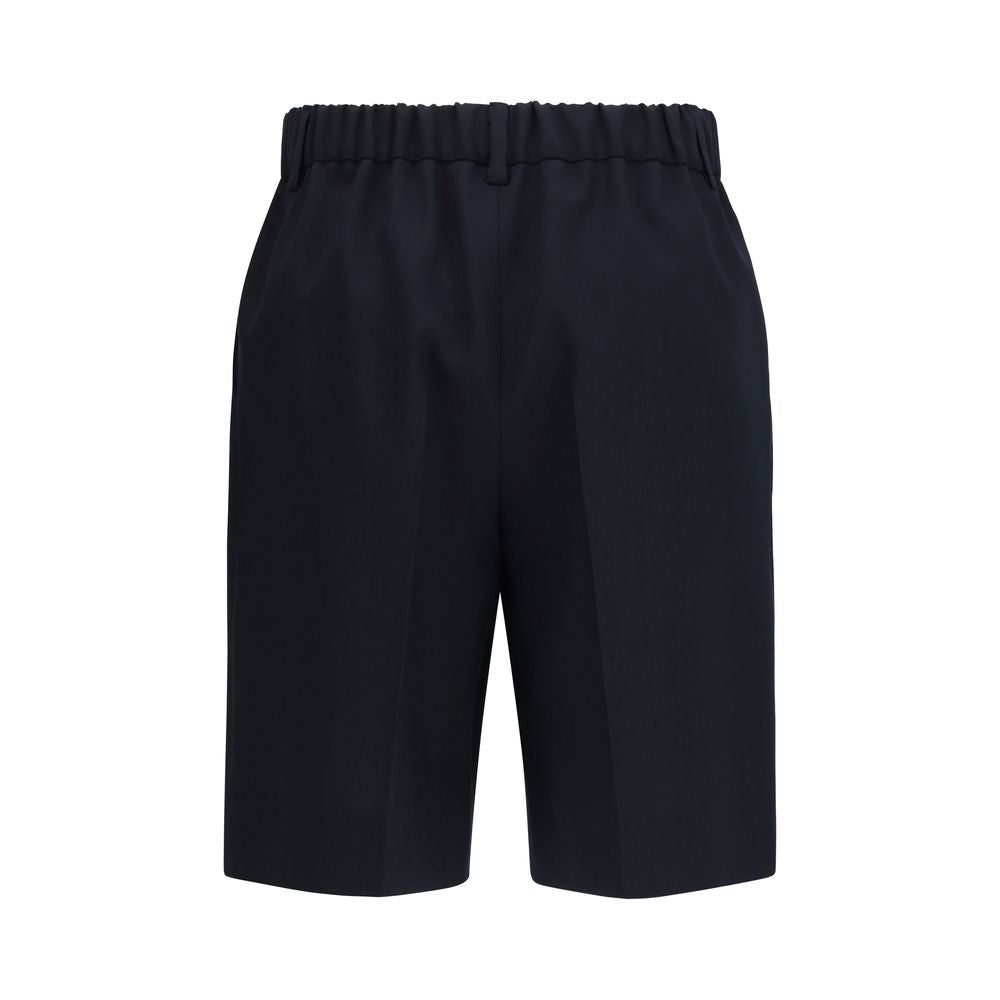 Schwarze Baumwoll-Bermudashorts mit Gucci-Stickerei