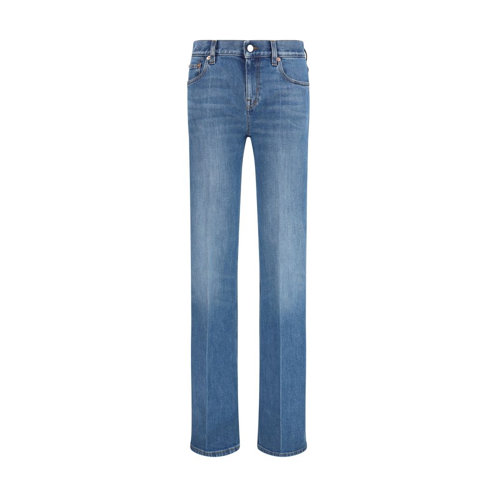 Blue Cotton Flared Jeans by Gucci