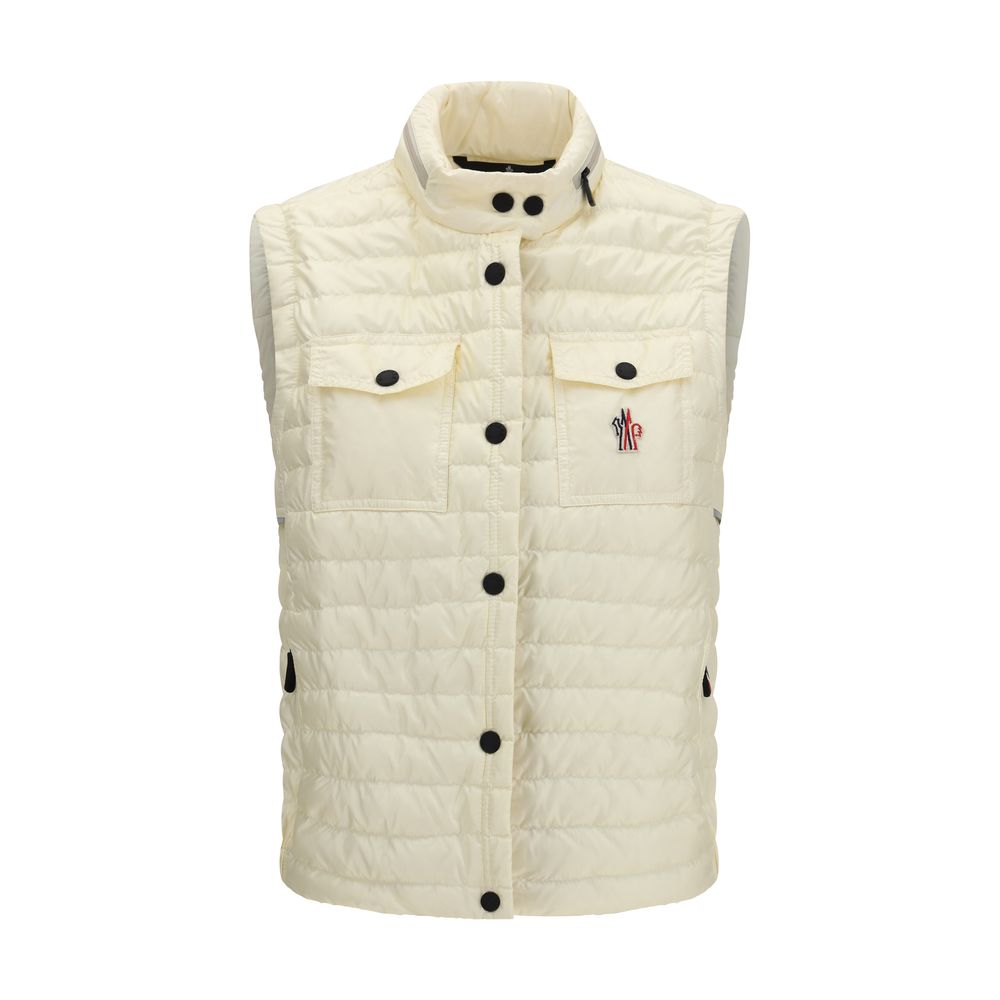 Beige ärmellose Synthetikjacke mit Taschen