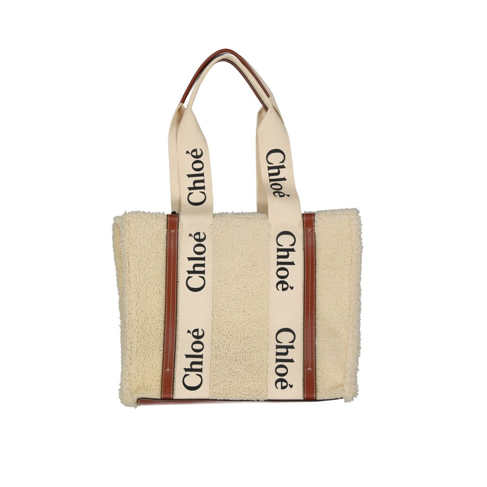 Sac fourre-tout Chloé en fourrure d'agneau beige