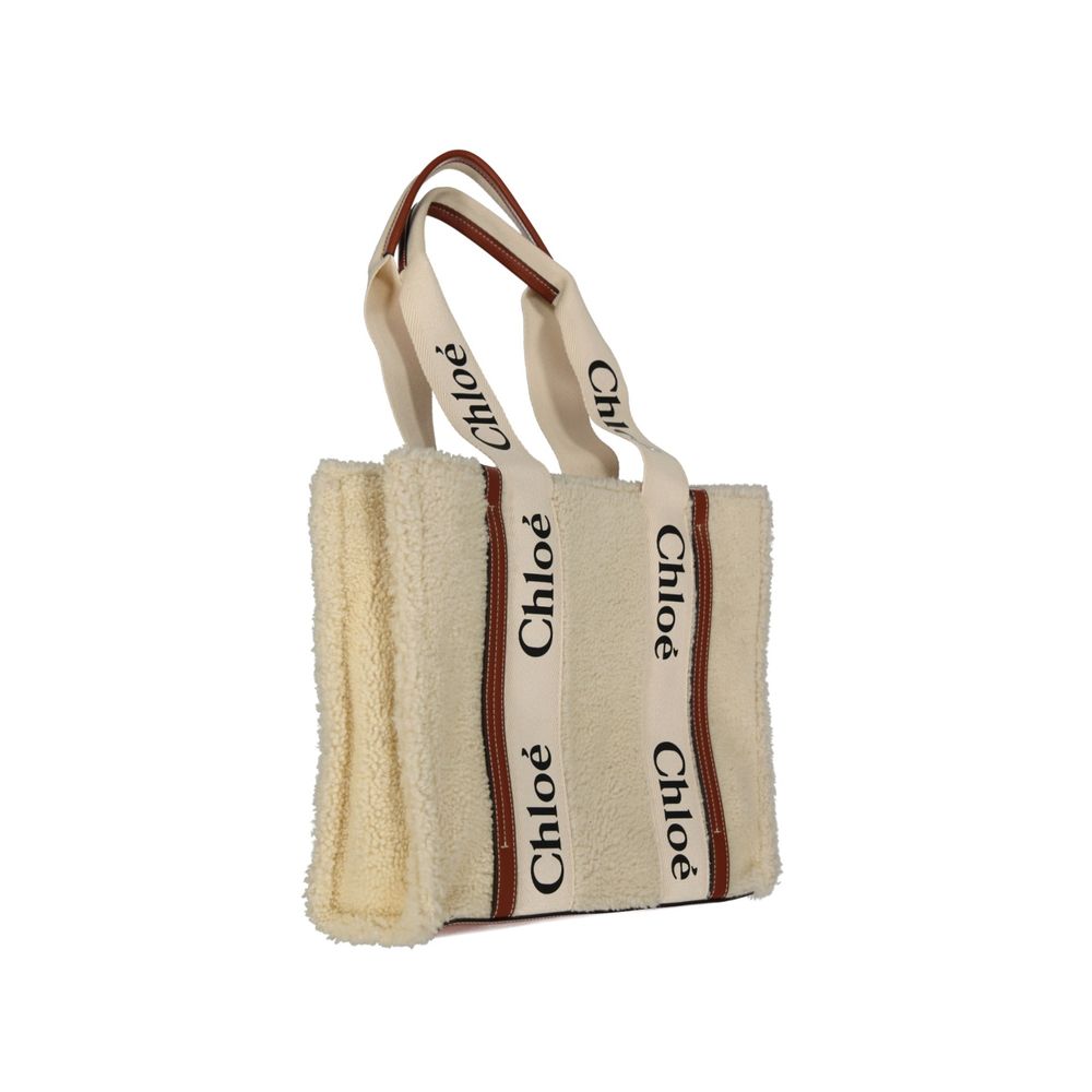 Sac fourre-tout Chloé en fourrure d'agneau beige