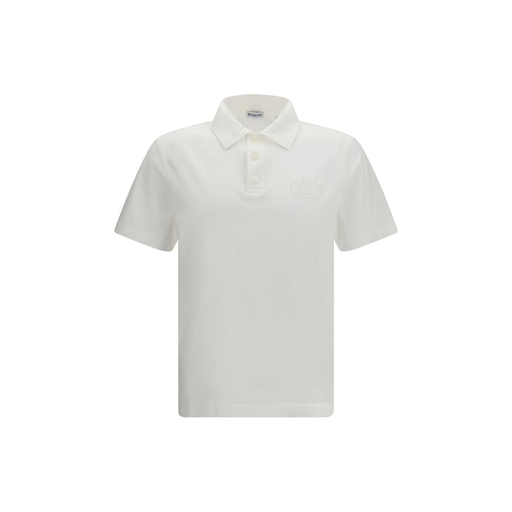 White Cotton Polo Shirt with Embroidered Detail