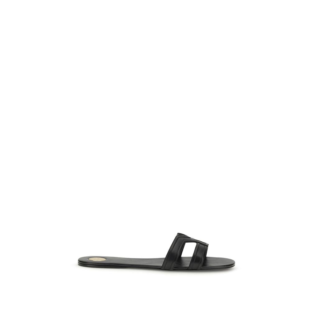 Saint Laurent Black Calf Leather Sandals