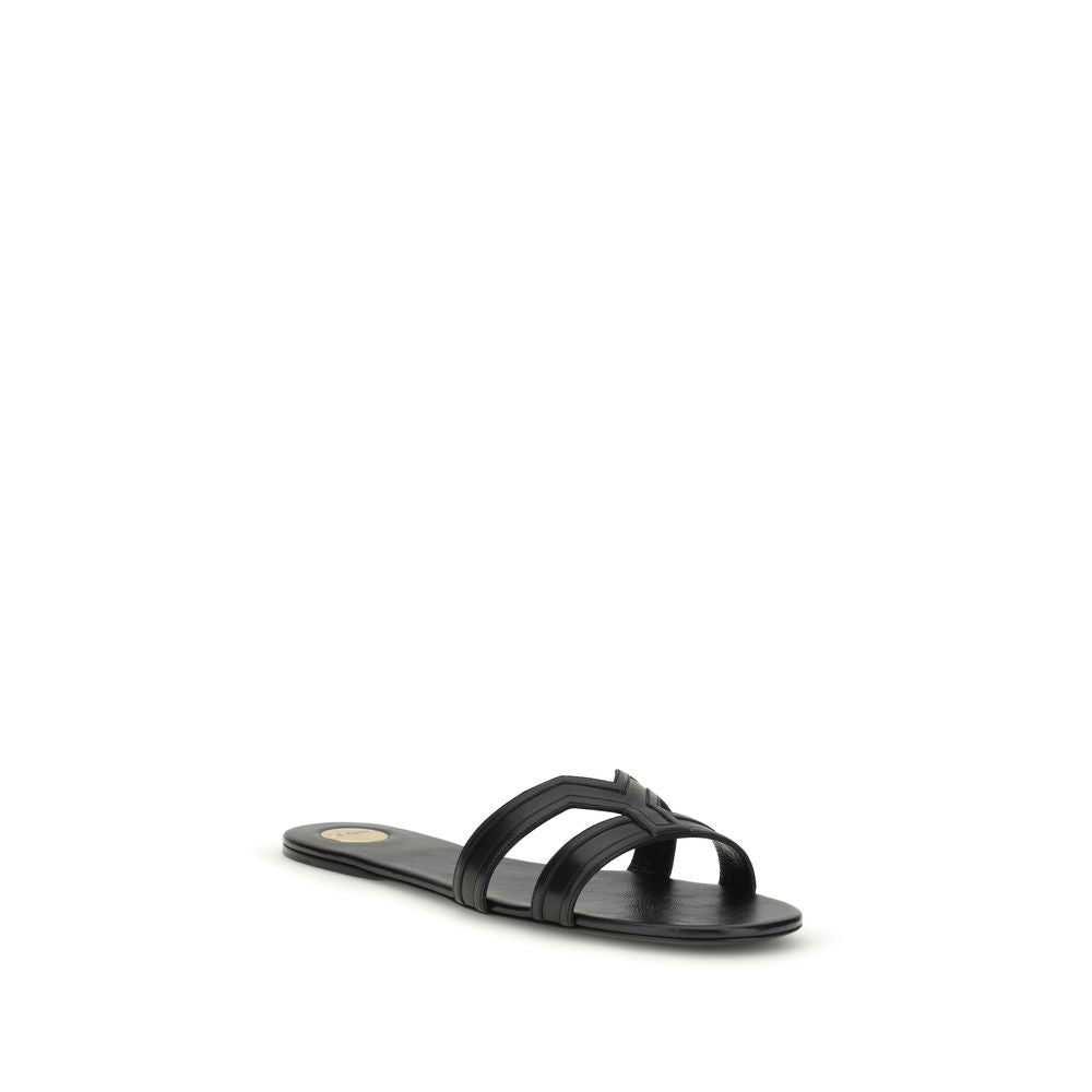 Saint Laurent Black Calf Leather Sandals