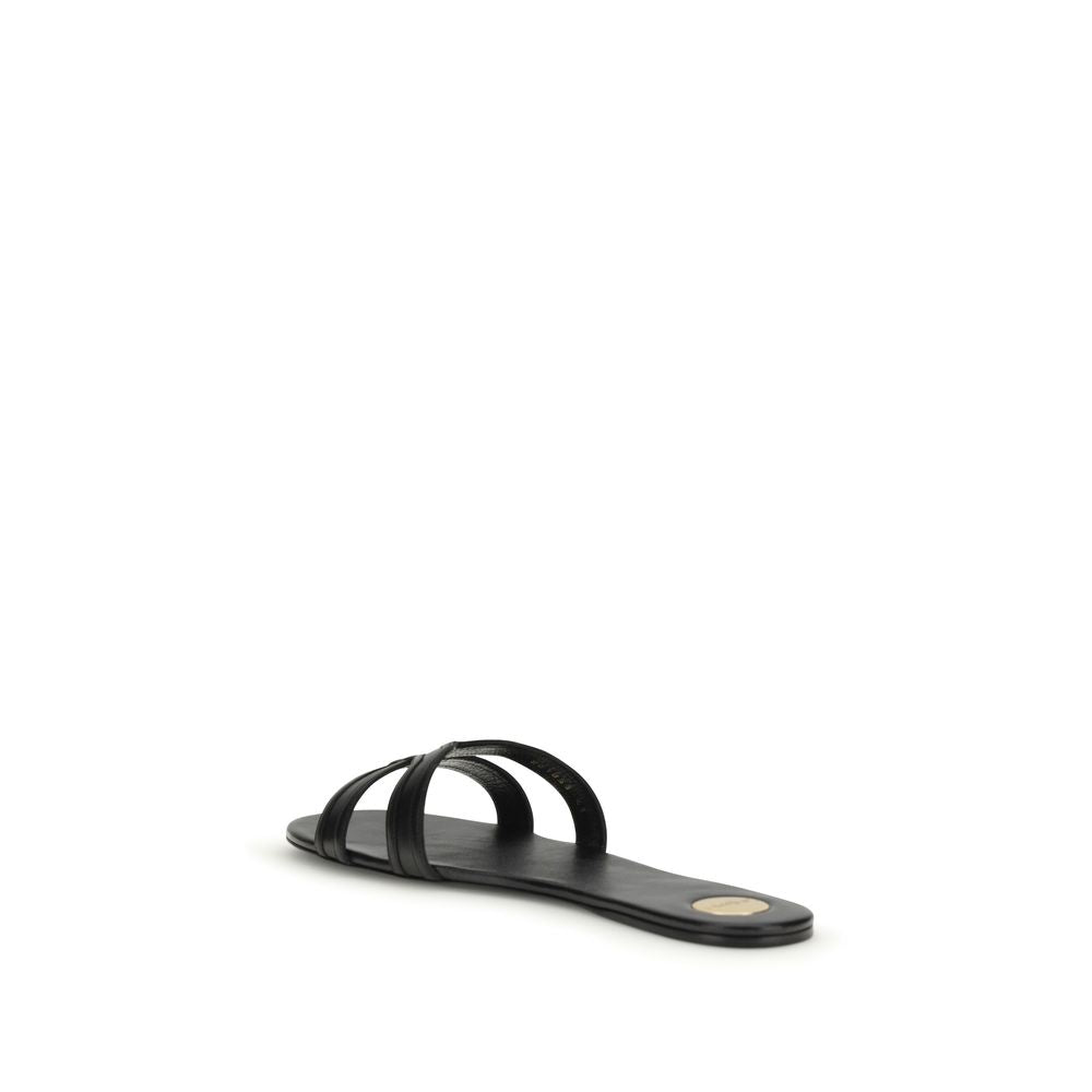 Saint Laurent Black Calf Leather Sandals