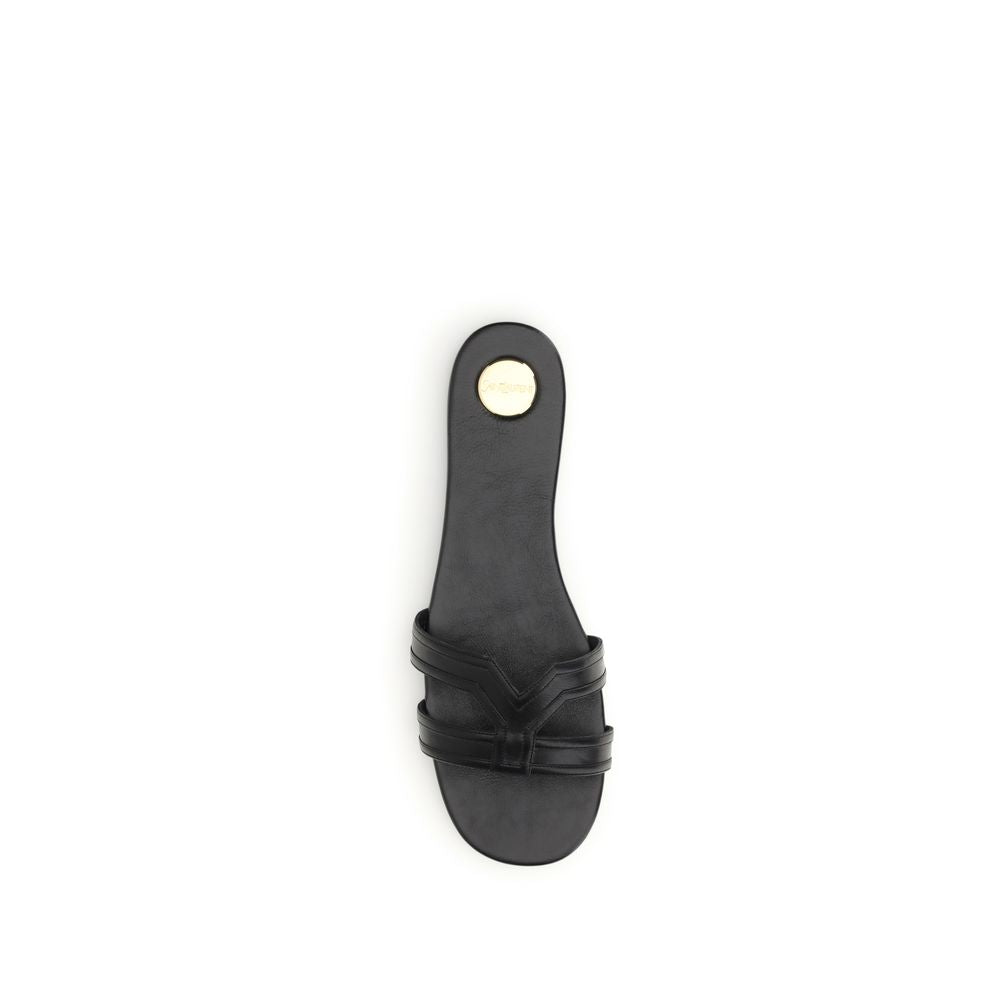 Saint Laurent Black Calf Leather Sandals