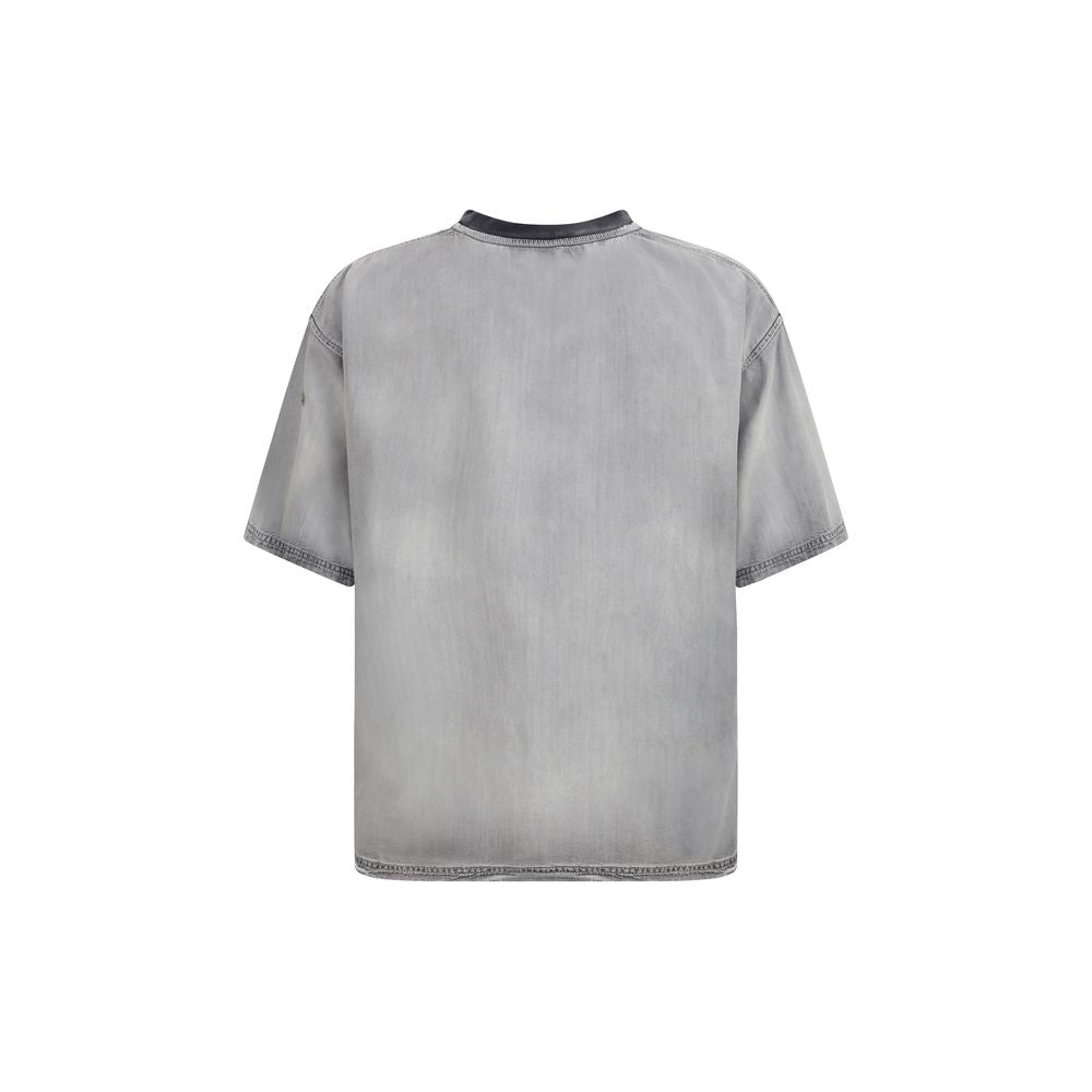 Gray Cotton T-Shirt with Faded Effect