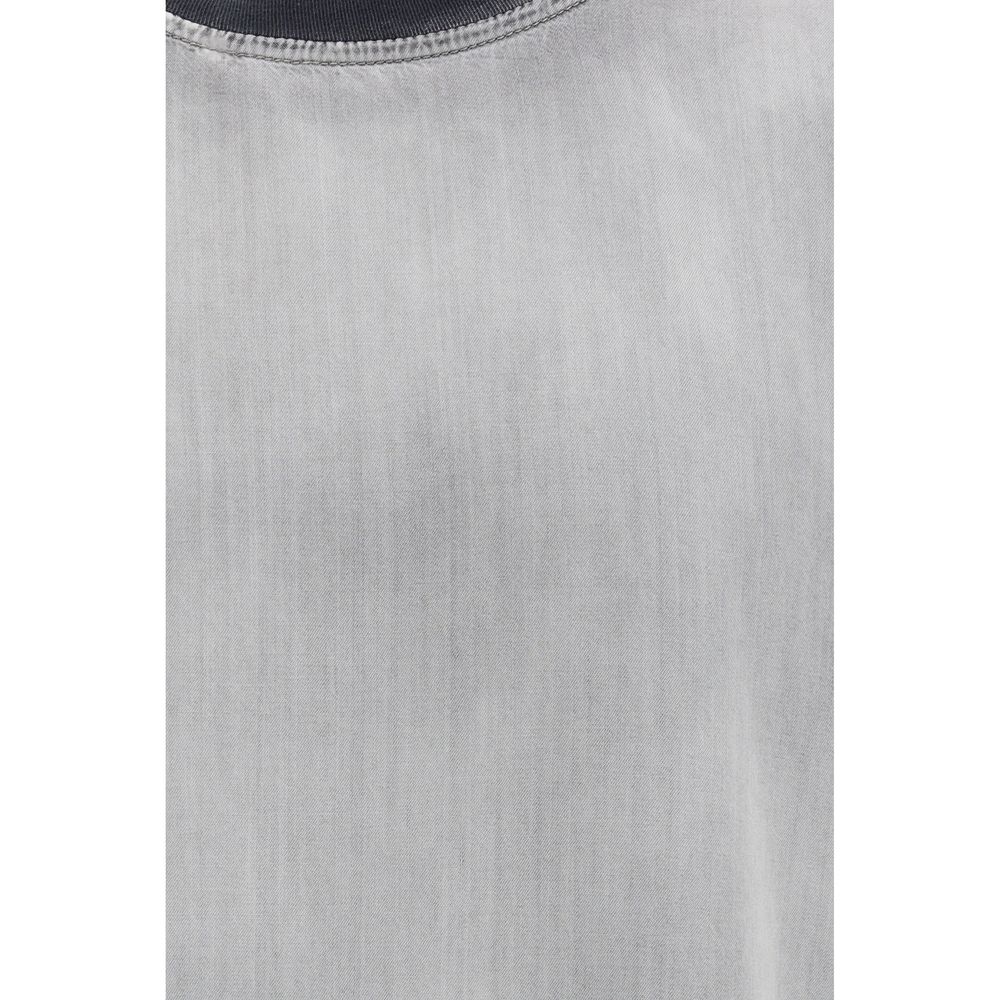 Gray Cotton T-Shirt with Faded Effect