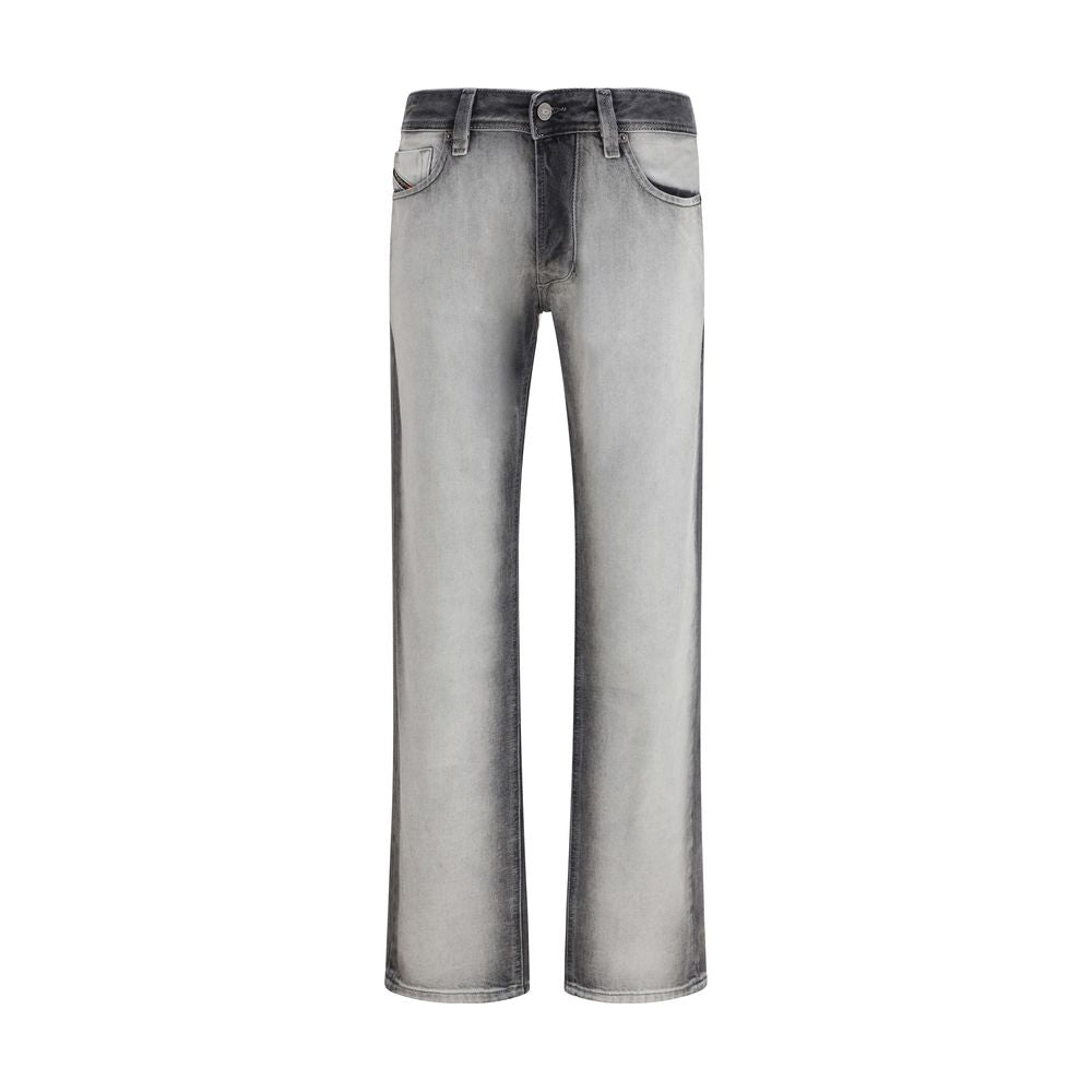 Gray Cotton Bootcut Jeans with Skeleton Wash Effect