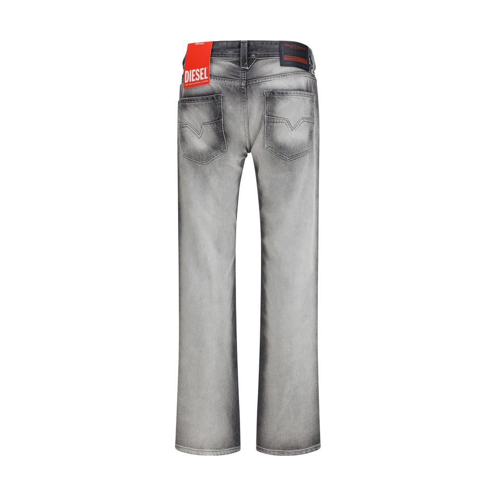 Gray Cotton Bootcut Jeans with Skeleton Wash Effect