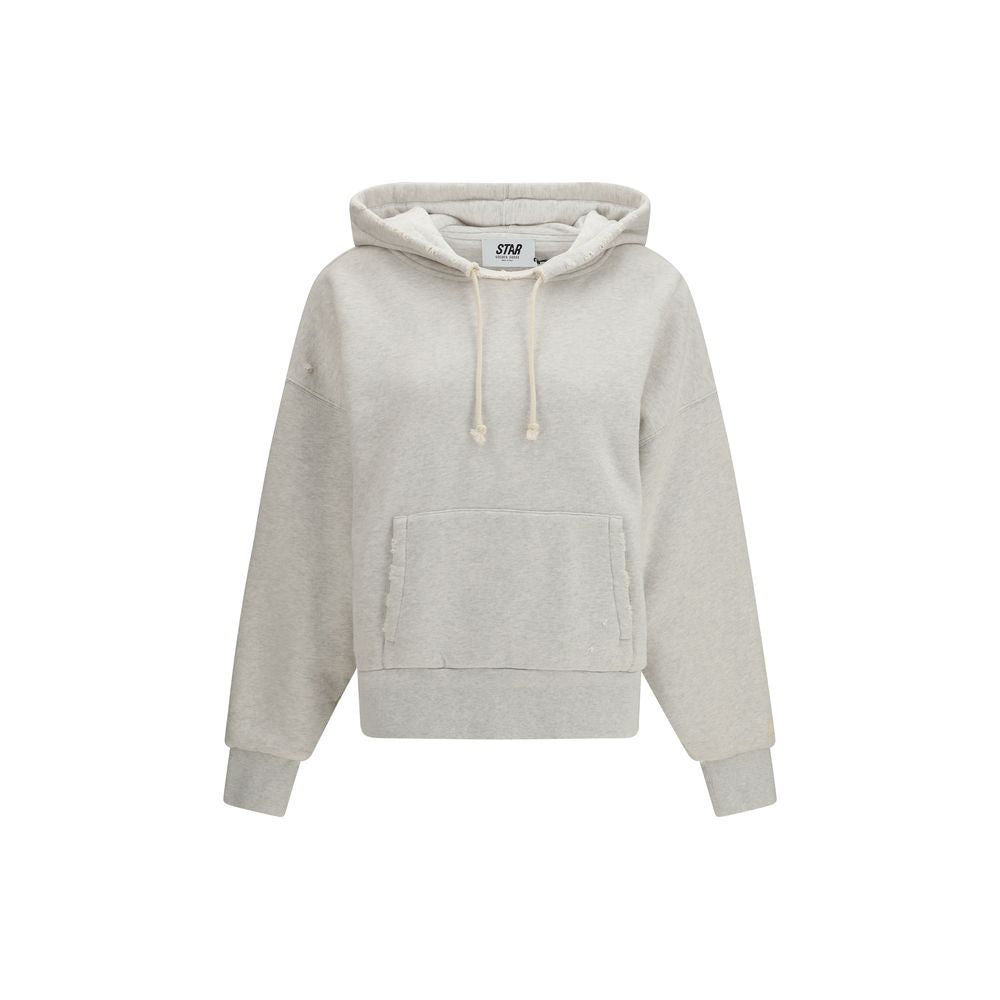 Grey Cotton Hooded Sweatshirt with Distressed Wash