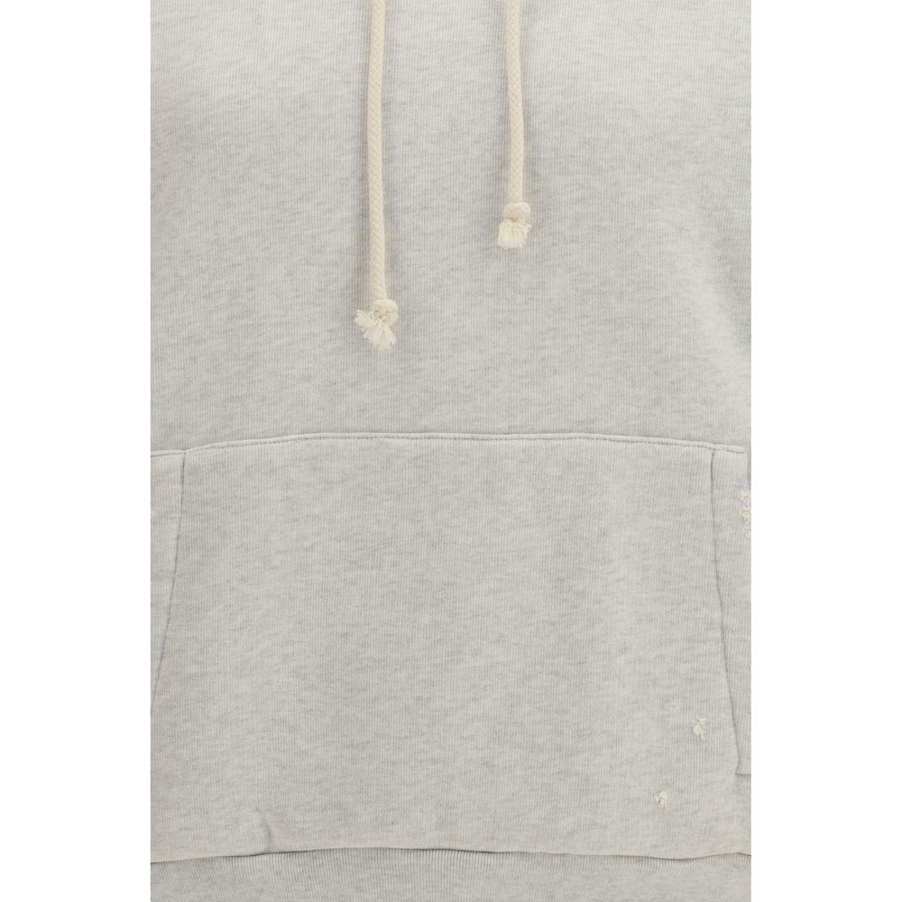 Grey Cotton Hooded Sweatshirt with Distressed Wash