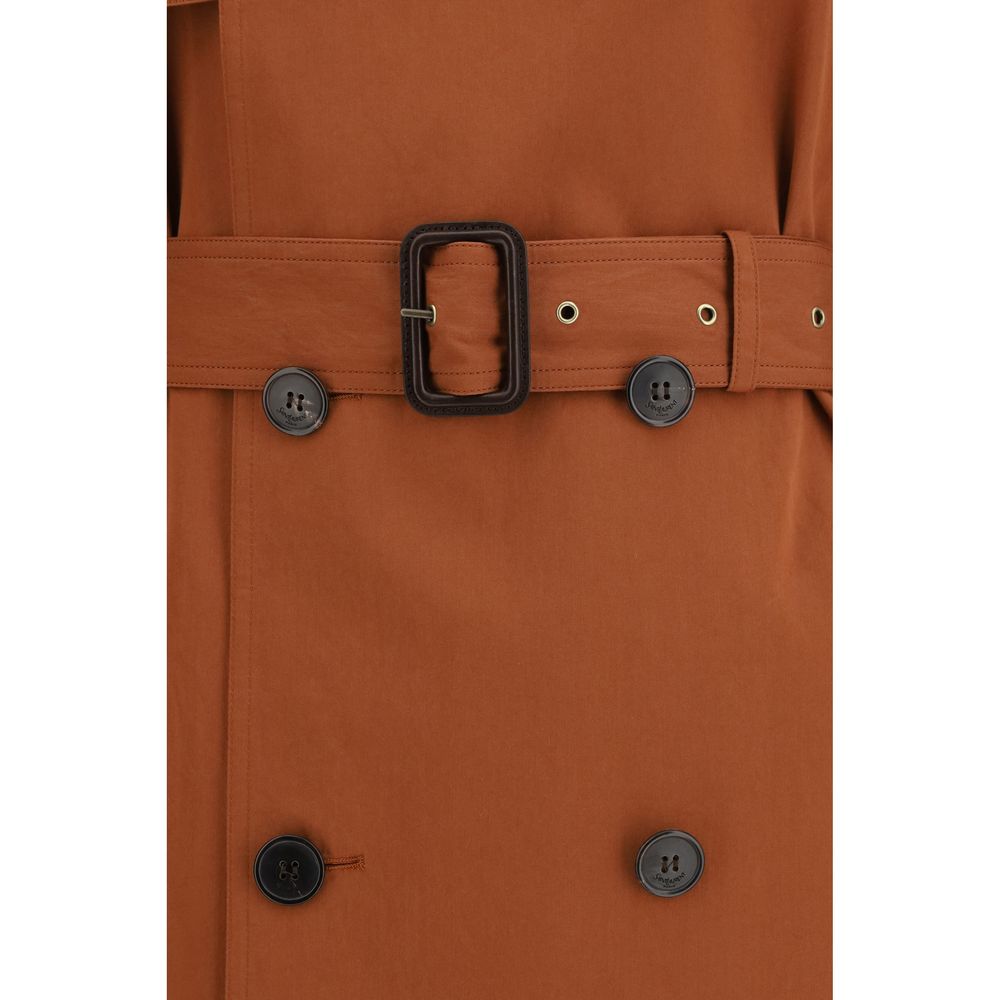Brauner Trenchcoat aus Baumwolle mit Bindegürtel