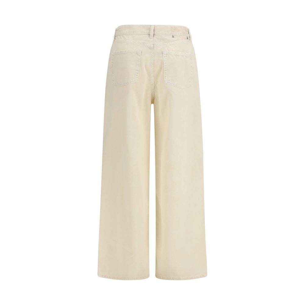Bicolor-Jeans aus Baumwolle mit weitem Bein und legerer Passform