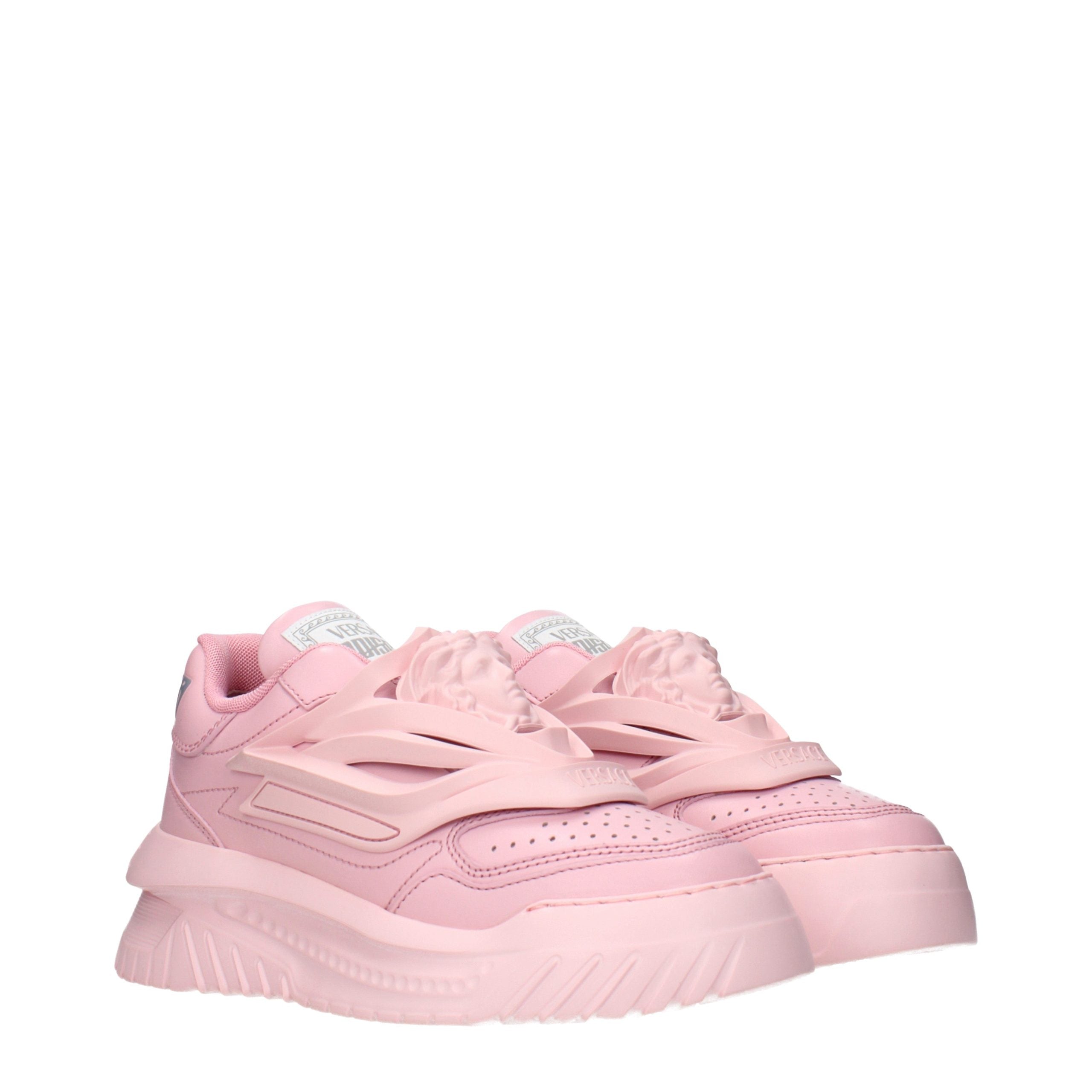 Pink Leather Versace Chunky Sneakers with Logo Detail