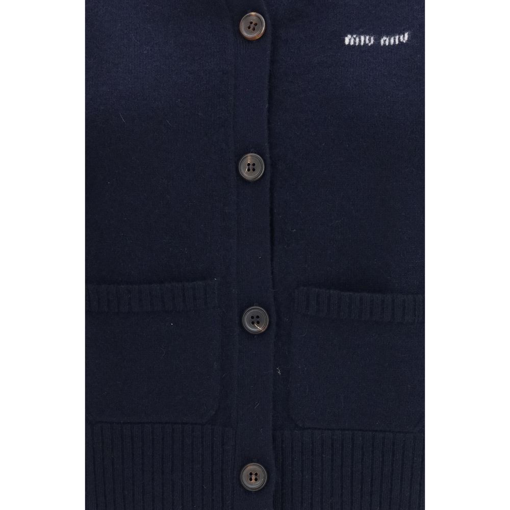 Blue Cashmere V-Neck Sleeveless Sweater Vest