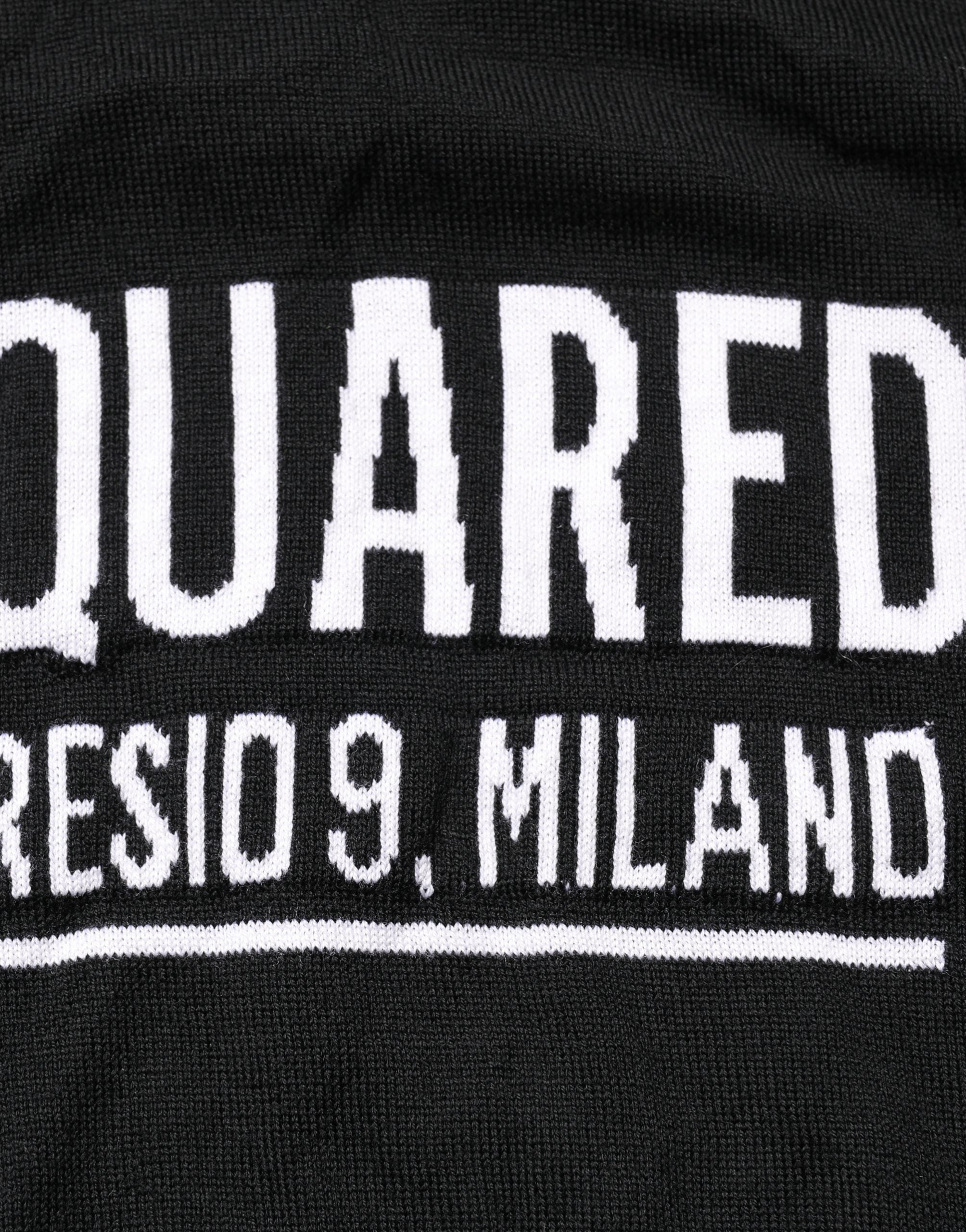 Black Wool Crew Neck Sweater with Logo