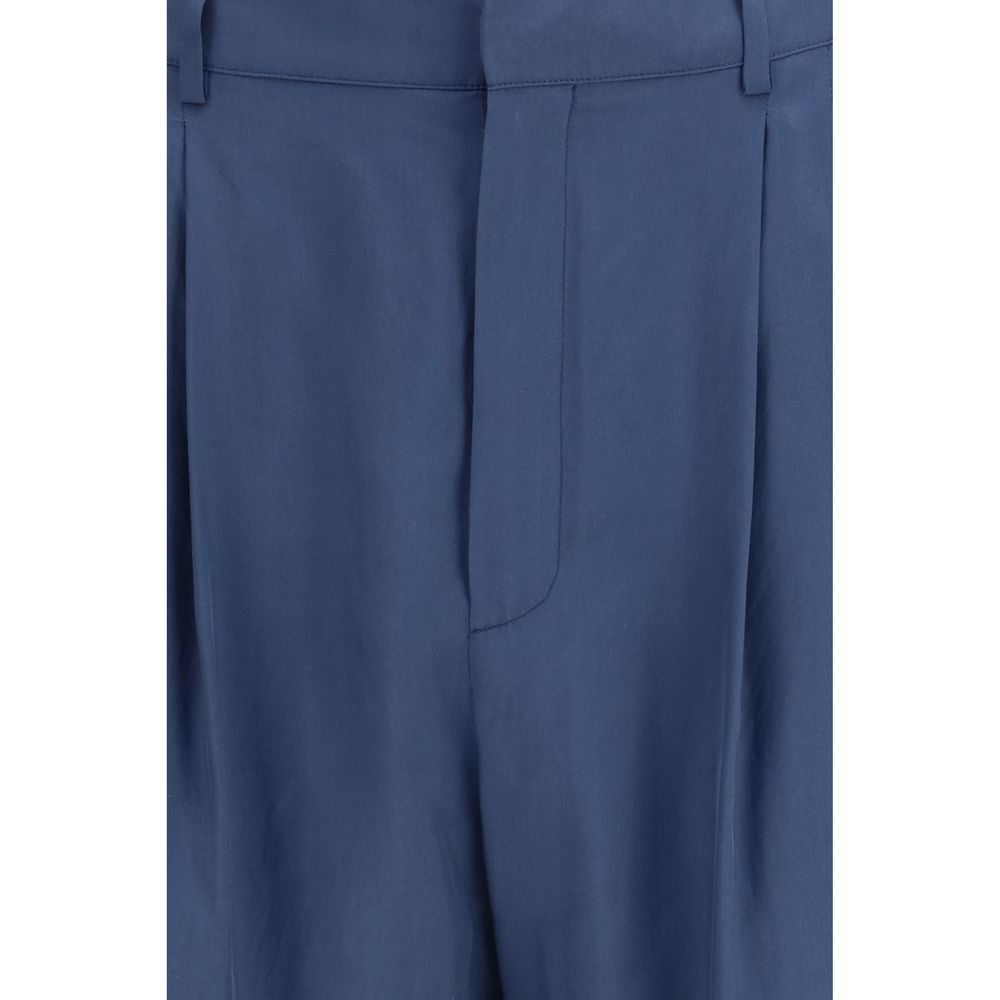 Pantalon de costume bleu en soie Saint Laurent