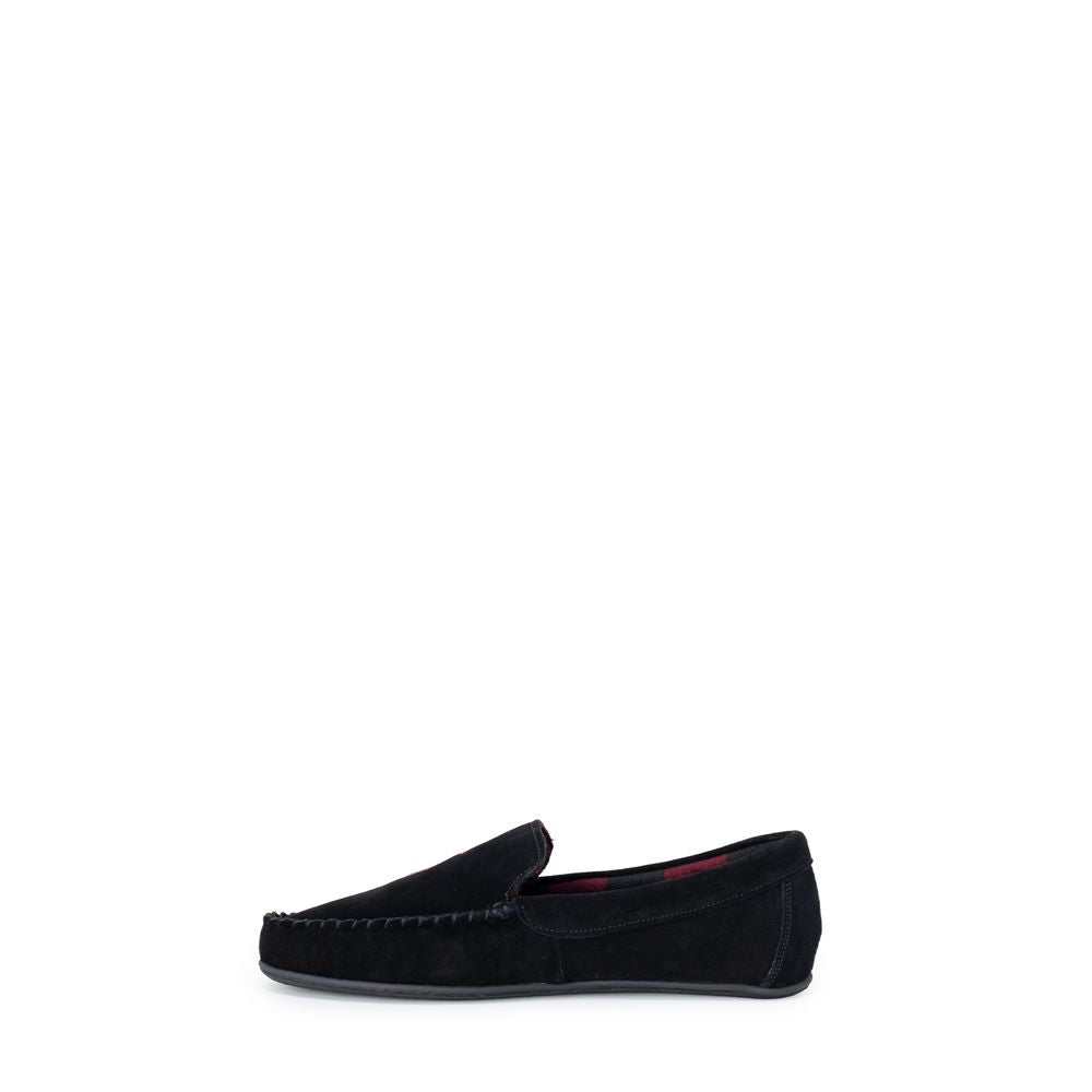 Black Synthetic Fur Slippers