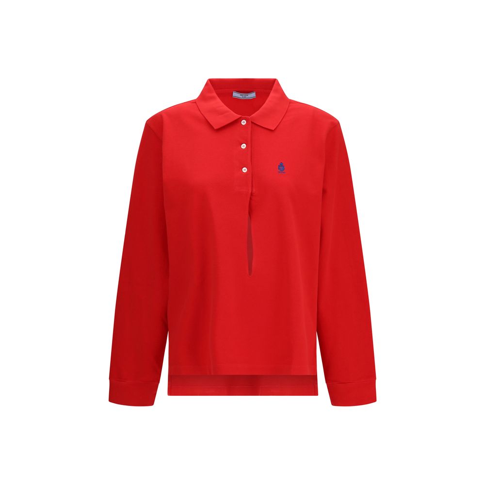 Multicolor Cotton Polo Shirt with V-Neck and Embroidered Logo