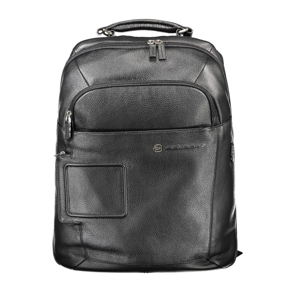 Schwarzer Lederrucksack mit Laptopfach von PIQUADRO