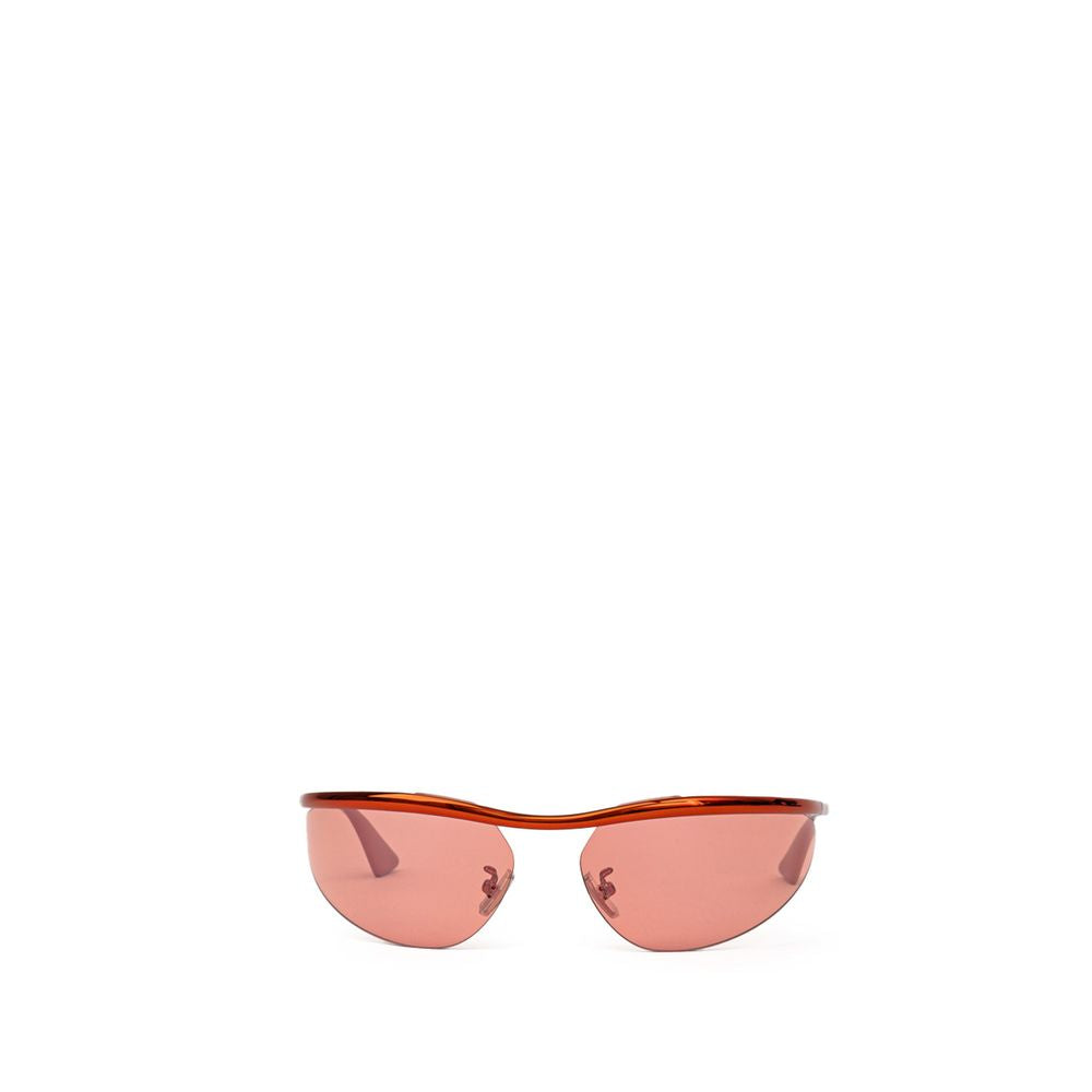 Orange Synthetic Metal Sunglasses with Mirrored Lenses