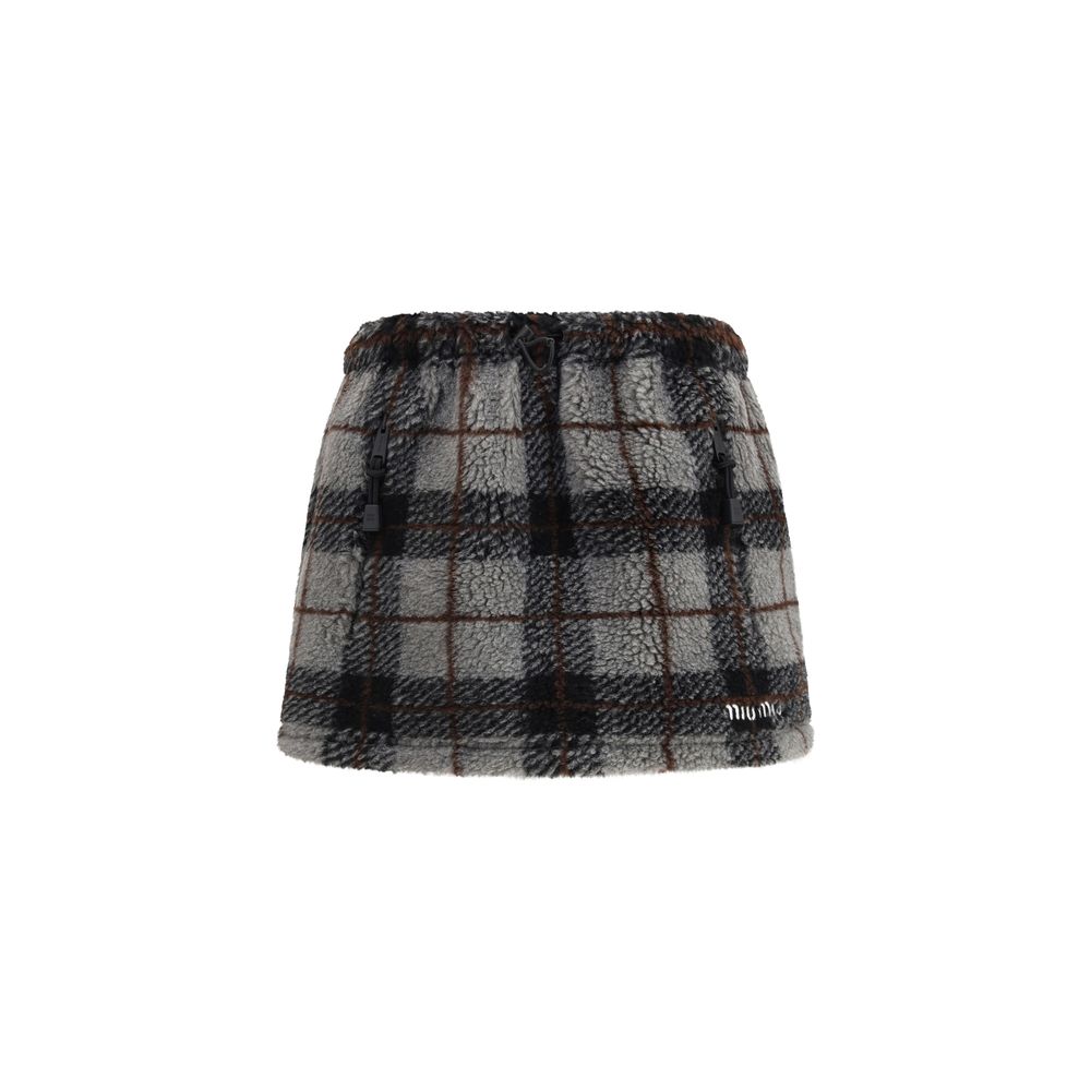 Multicolor Check Synthetic Mini Skirt by Miu Miu