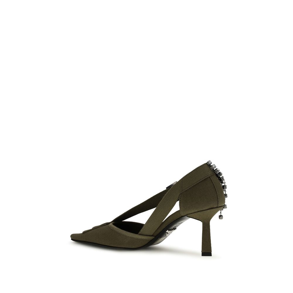 Bicolor-Baumwollpumps mit Kristallverzierungen