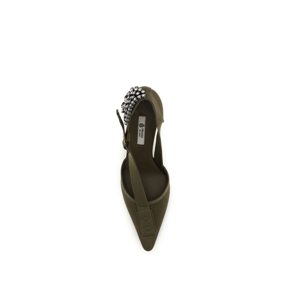 Bicolor-Baumwollpumps mit Kristallverzierungen