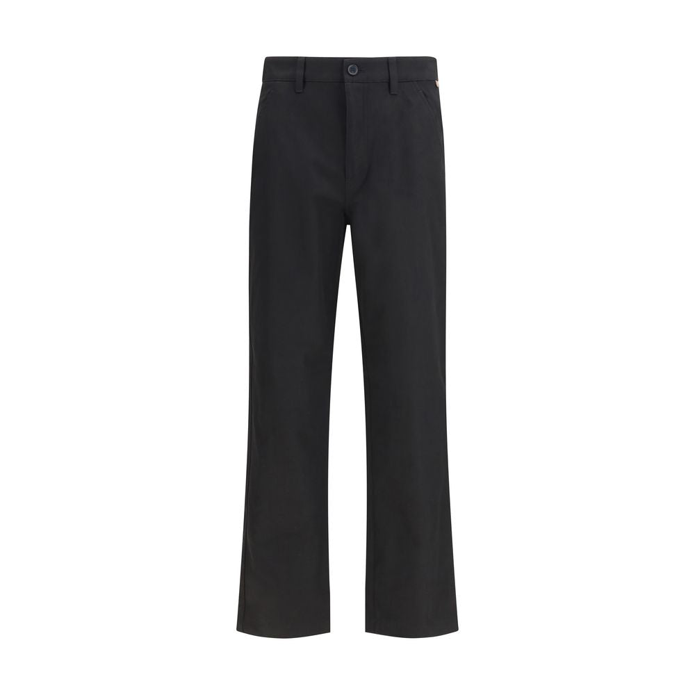 Schwarze Baumwoll-Chino-Hose mit Signature-Stickerei
