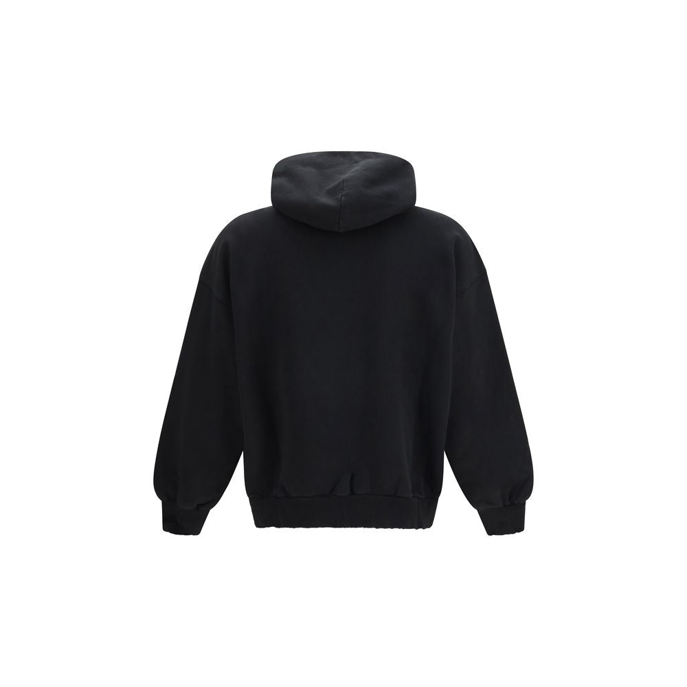 Schwarzer Kapuzenpullover aus Baumwolle mit unregelmäßigem Spray-Print