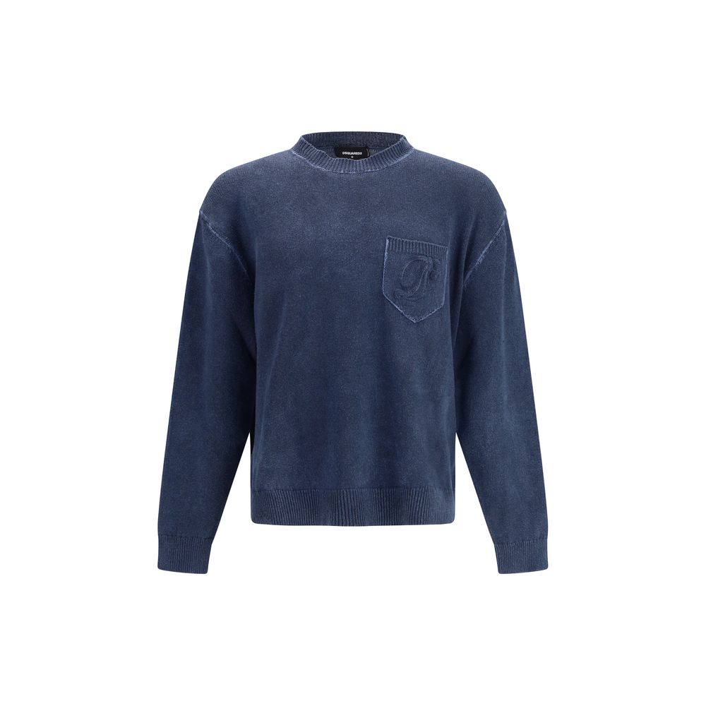 Blaues Rundhals-Sweatshirt aus Baumwollmischung