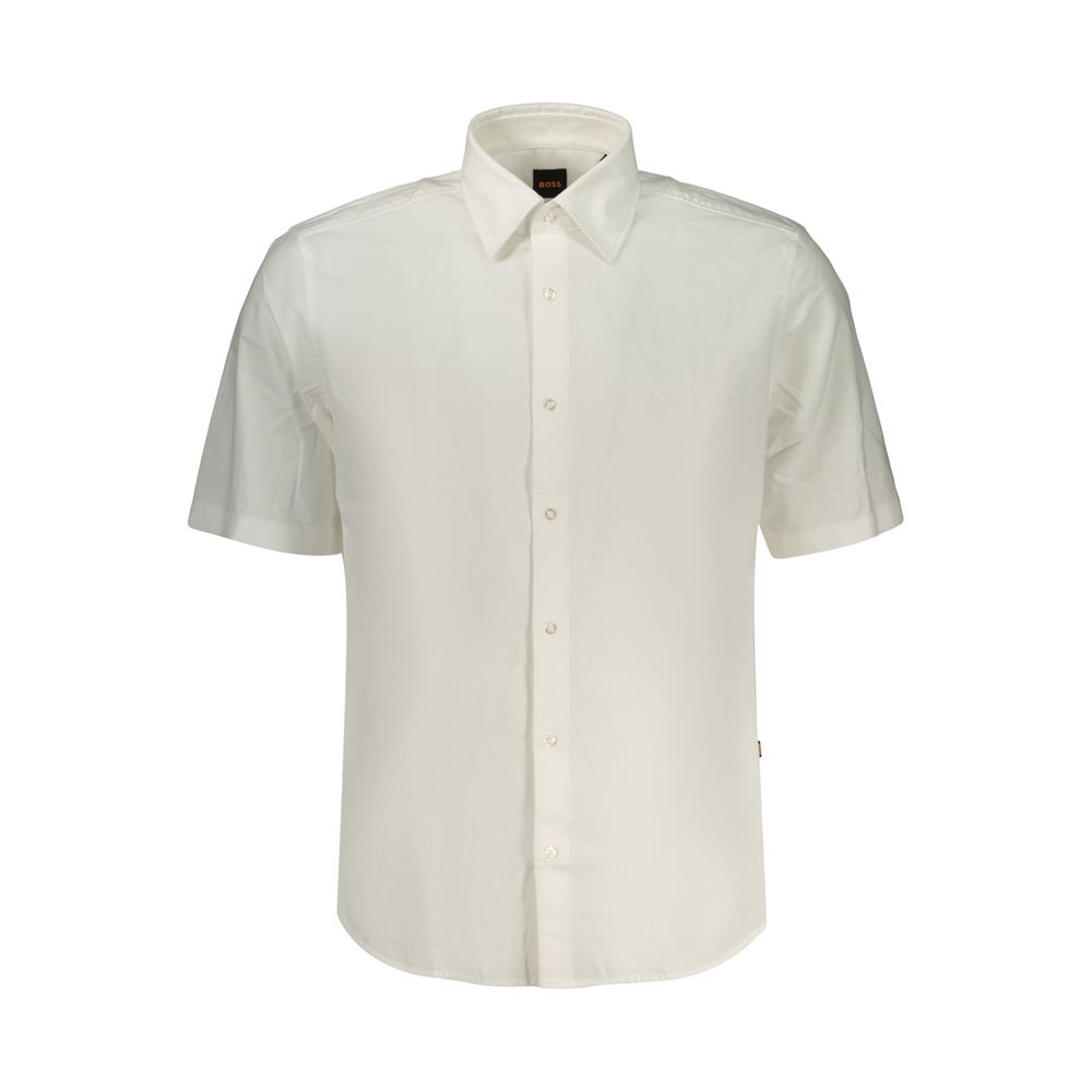 Blue Cotton Men’s Shirt with Logo Print