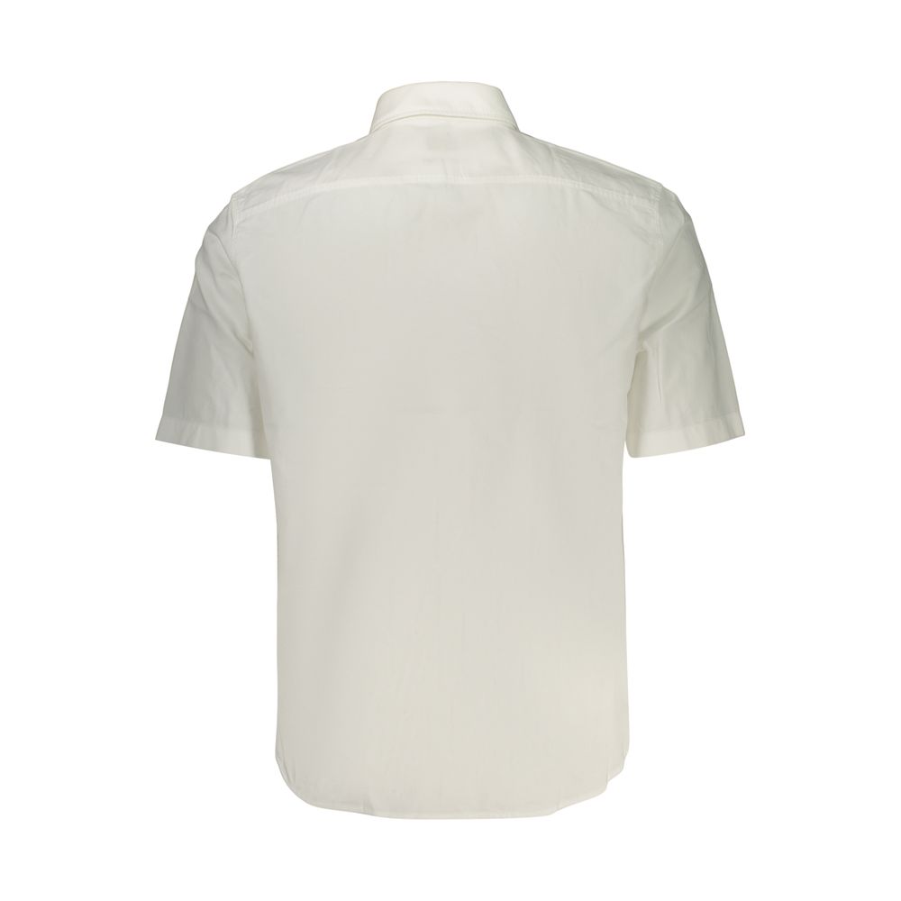 Blue Cotton Men’s Shirt with Logo Print