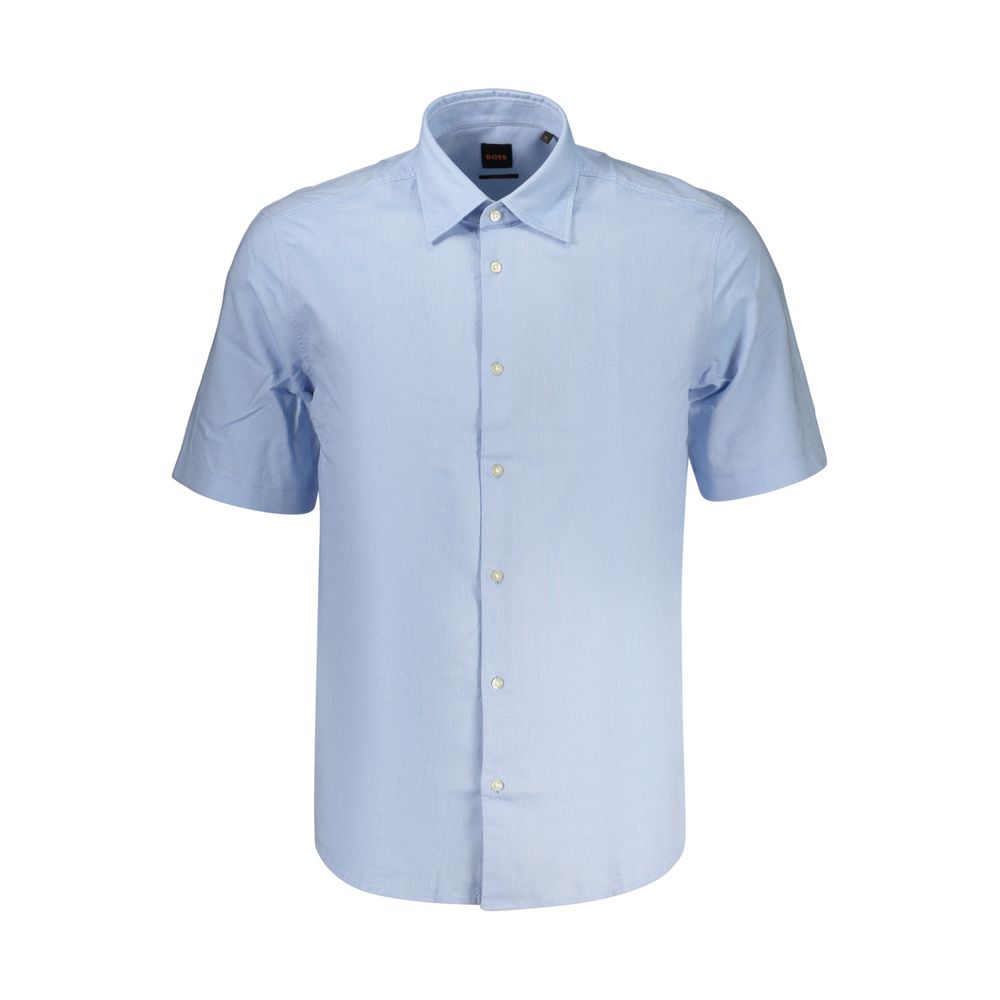 Azzurro Cotton Men’s Shirt with French Collar by Hugo Boss